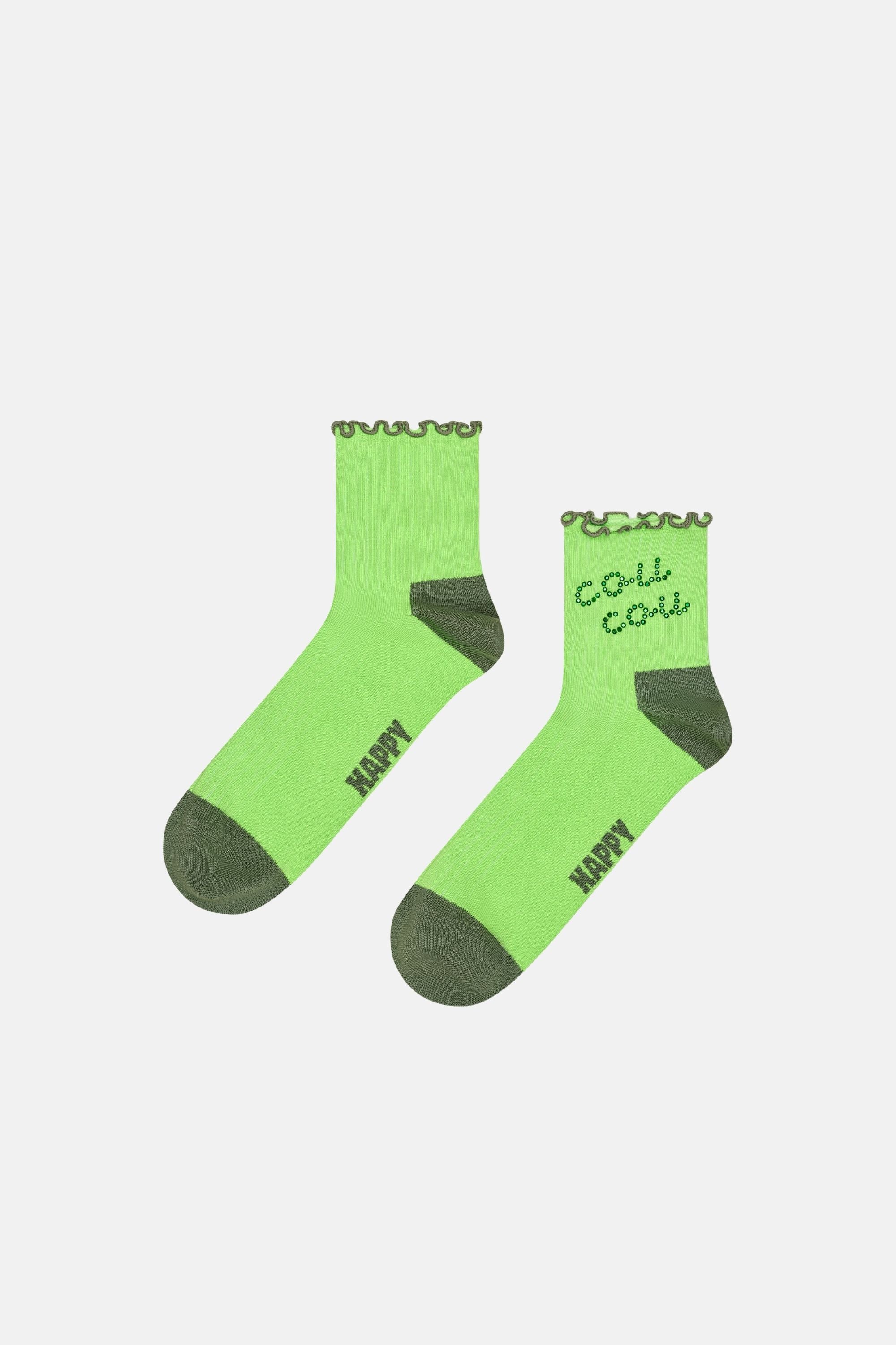 Happy Socks - Yeşil Yazılı Çorap