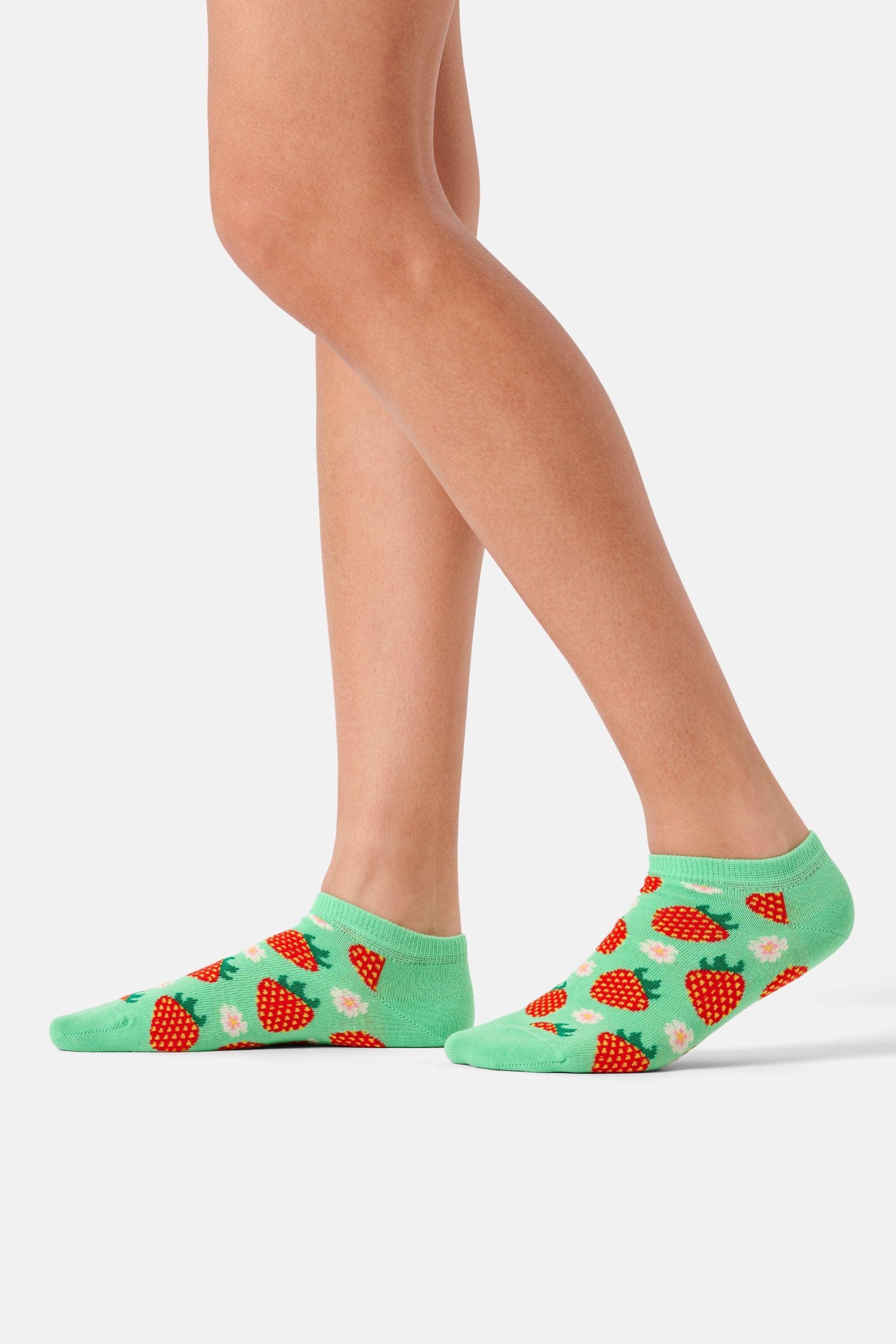 Happy Socks - Yeşil Çilek Desenli Çorap