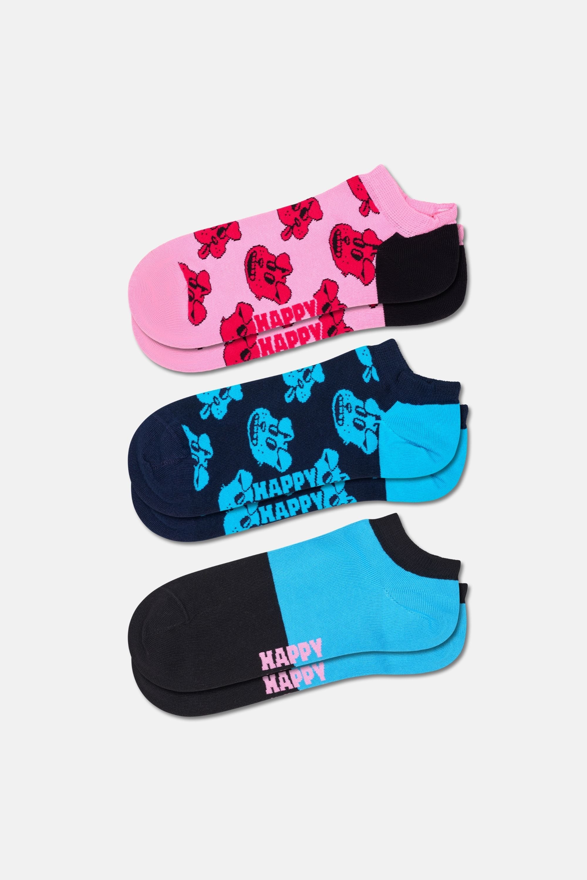 Happy Socks - Çok Renkli Köpek Desenli 3Lü Çorap Seti