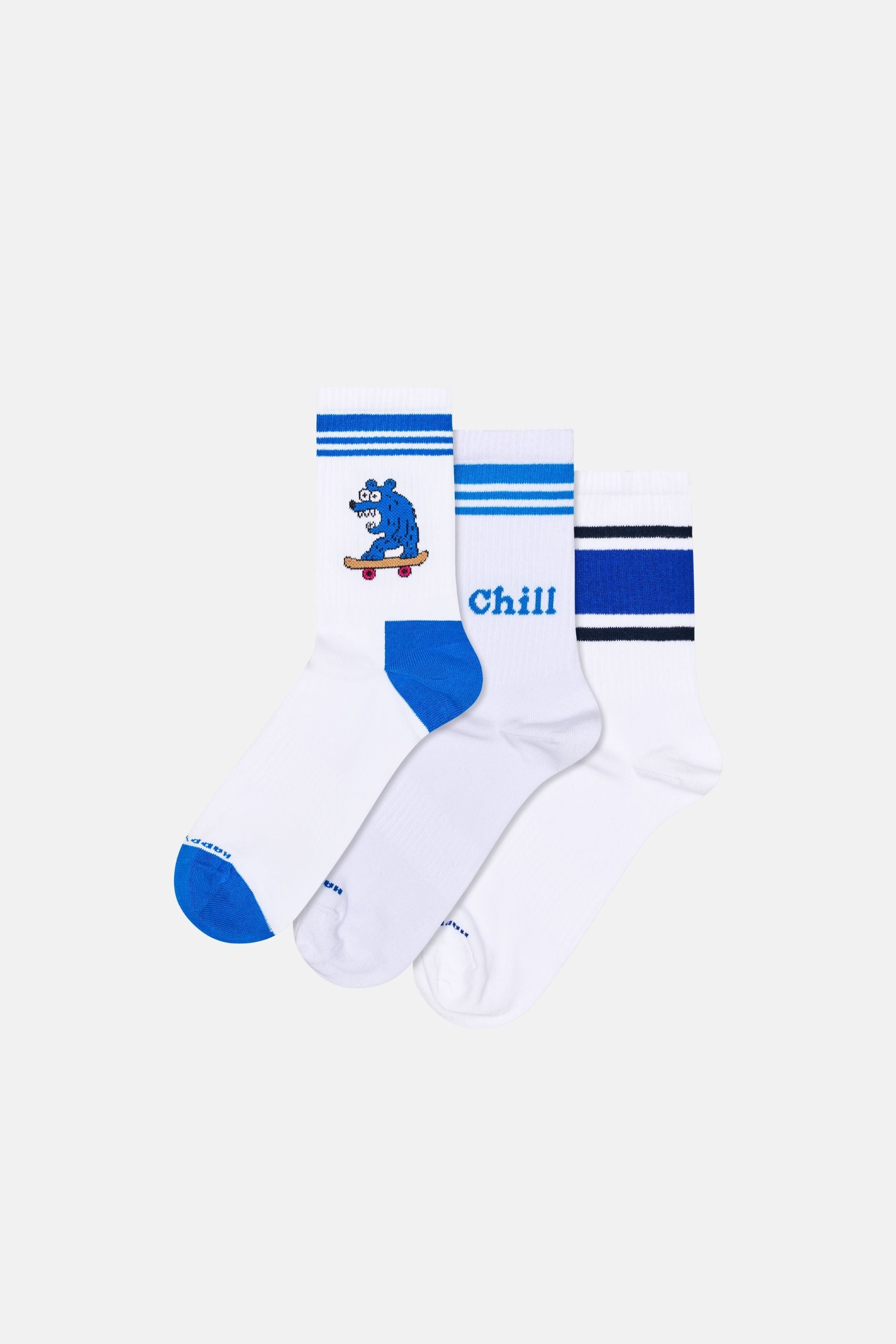 Happy Socks - Beyaz 3Lü Sneaker Çorap Seti