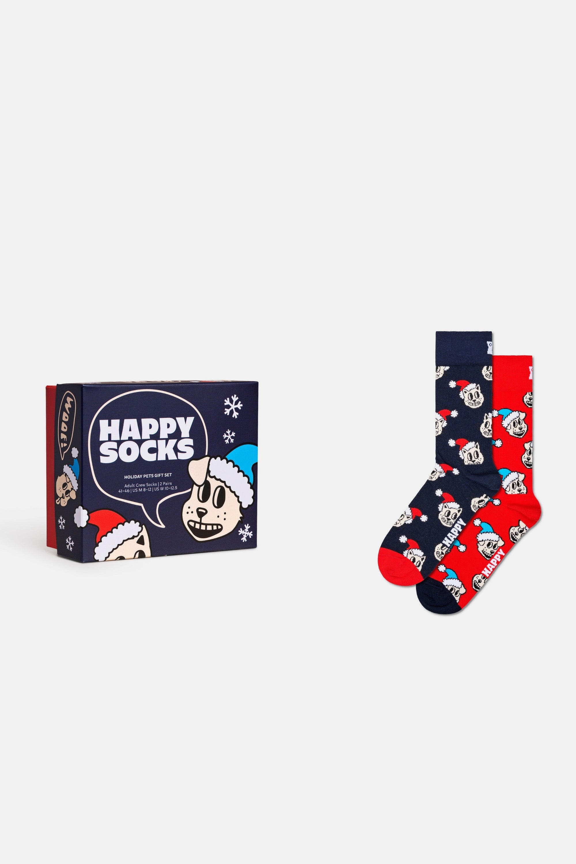 Happy Socks - Erkek Çok Renkli Kedi ve Köpek Desenli Pamuklu 2’li Çorap Seti