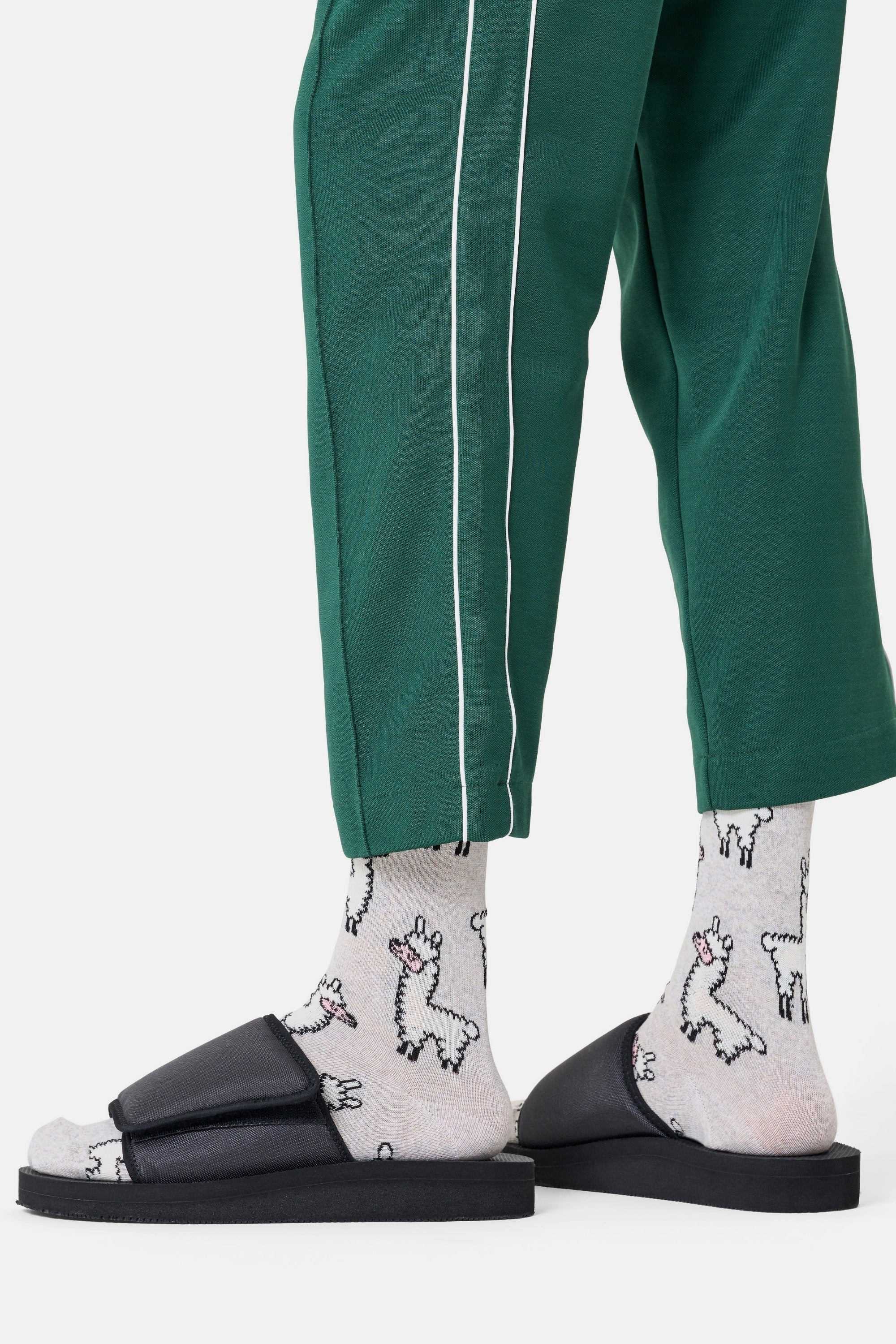 Happy Socks - Erkek Gri Lama Desenli Pamuklu Çorap