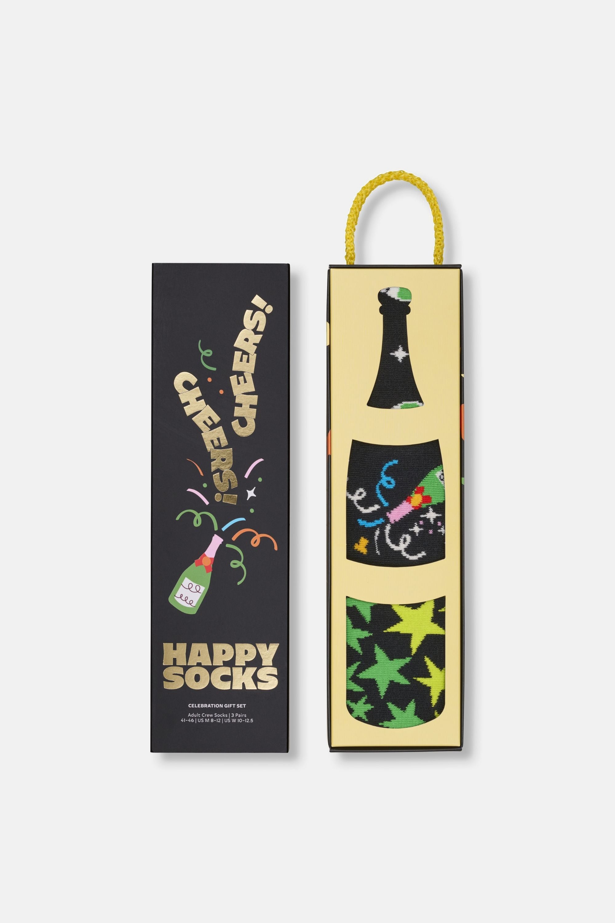 Happy Socks - Erkek Çok Renkli Kutlama Desenli 3’lü Çorap Seti