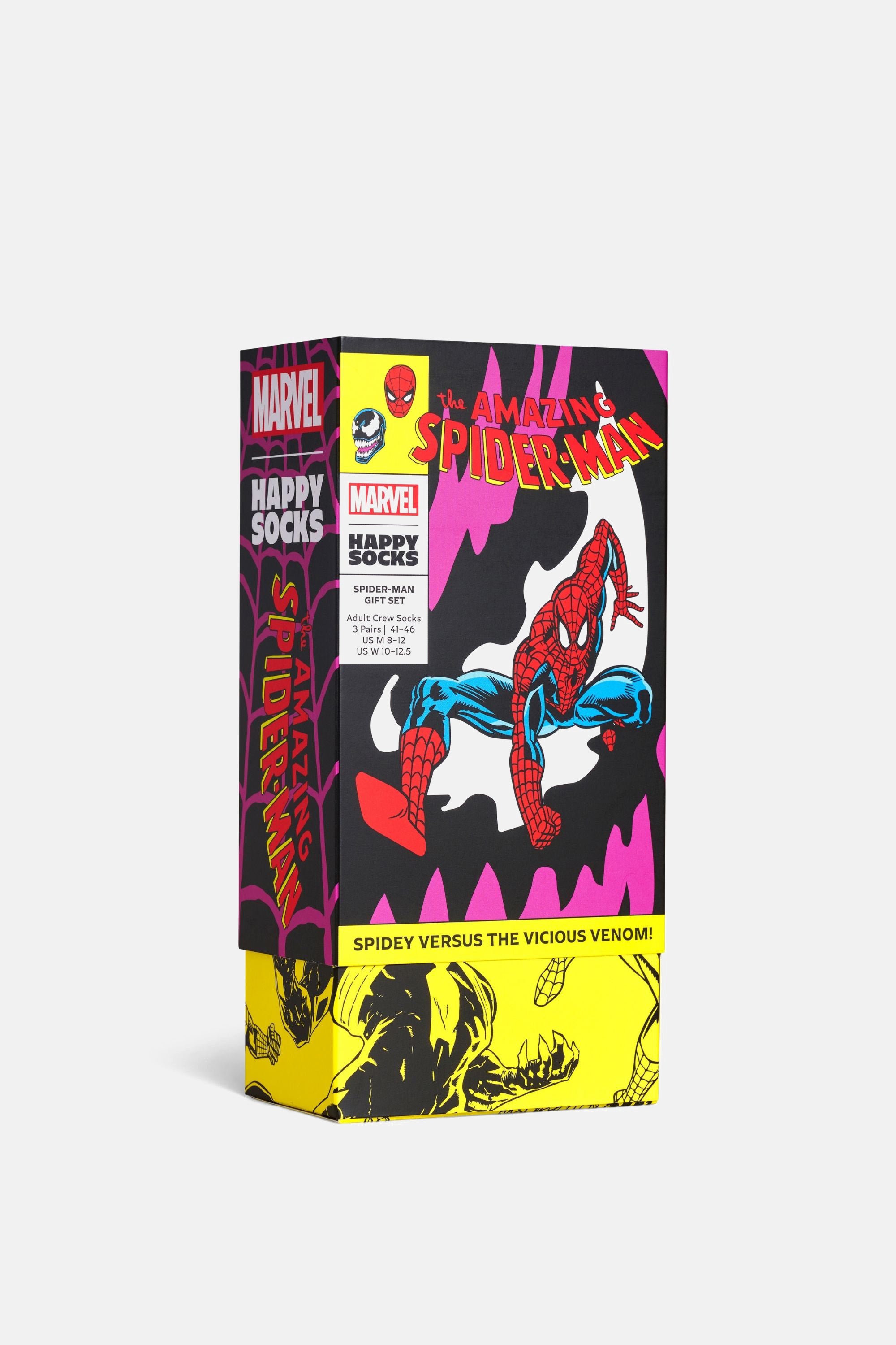 Happy Socks - Erkek Çok Renkli Spıder-Man Desenli 3’lü Çorap Seti