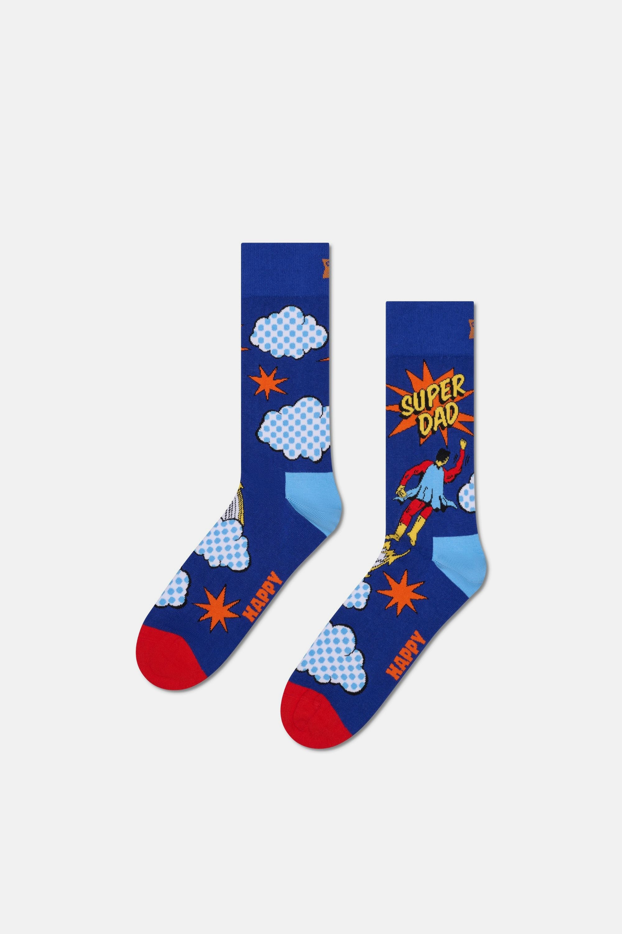 Happy Socks - Erkek Mavi Baba Temalı Pamuklu Çorap