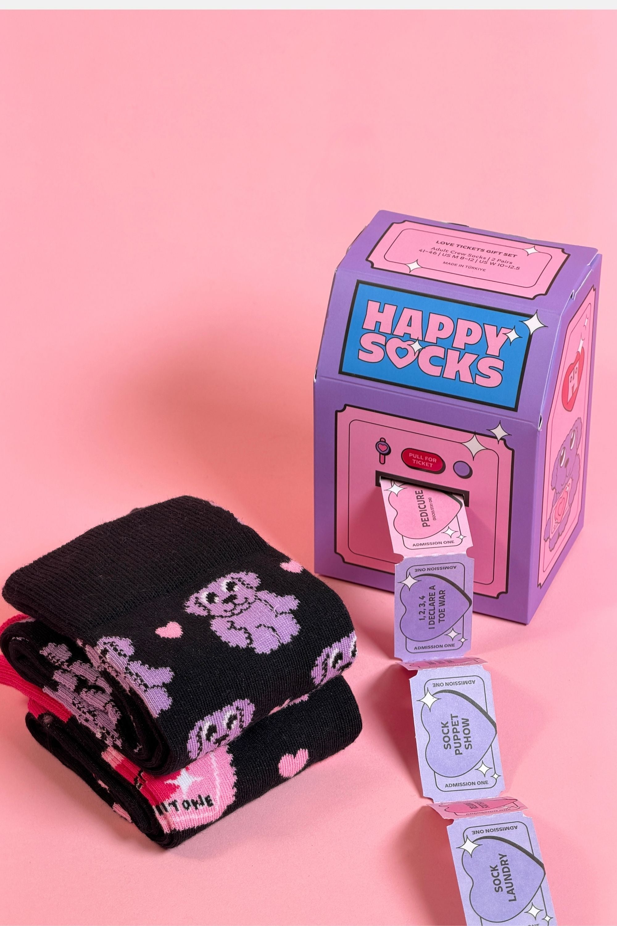 Happy Socks - Çok Renkli Bilet ve Köpek Desenli 2'li Pamuklu Çorap Seti