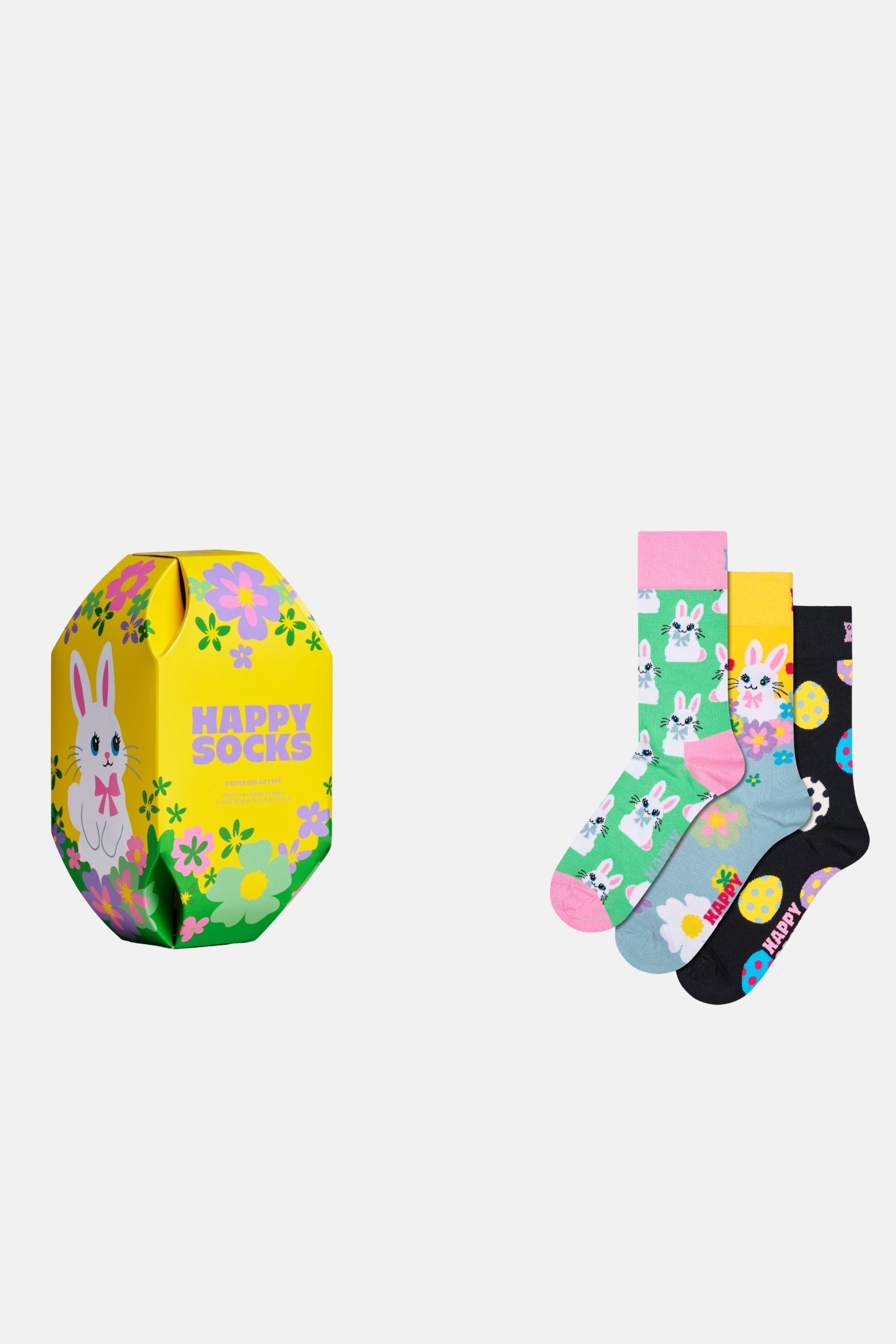 Happy Socks - Çok Renkli Tavşan Desenli 3'lü Pamuklu Çorap Seti