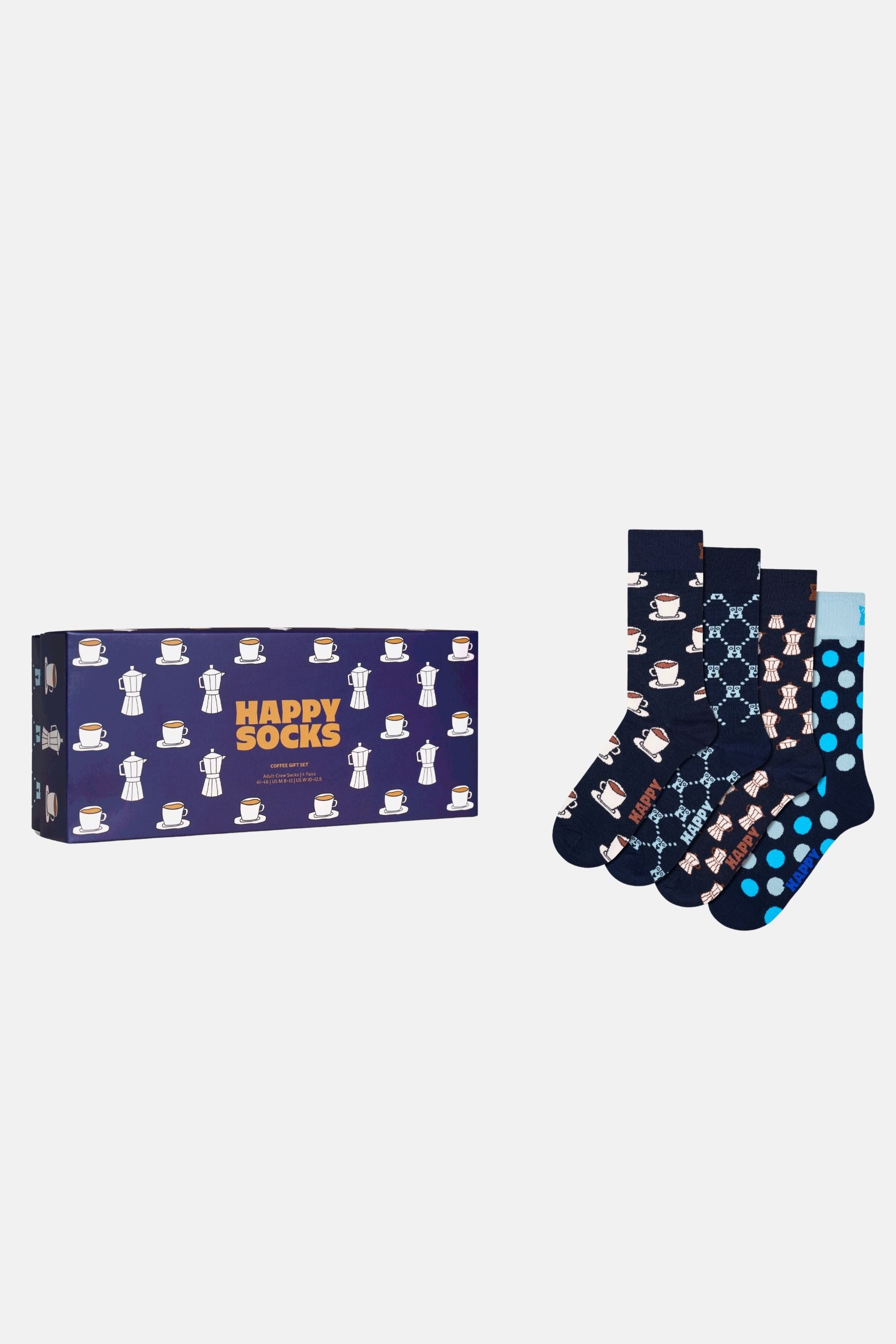 Happy Socks - Çok Renkli Kahve Desenli 4'lü Pamuklu Çorap Seti