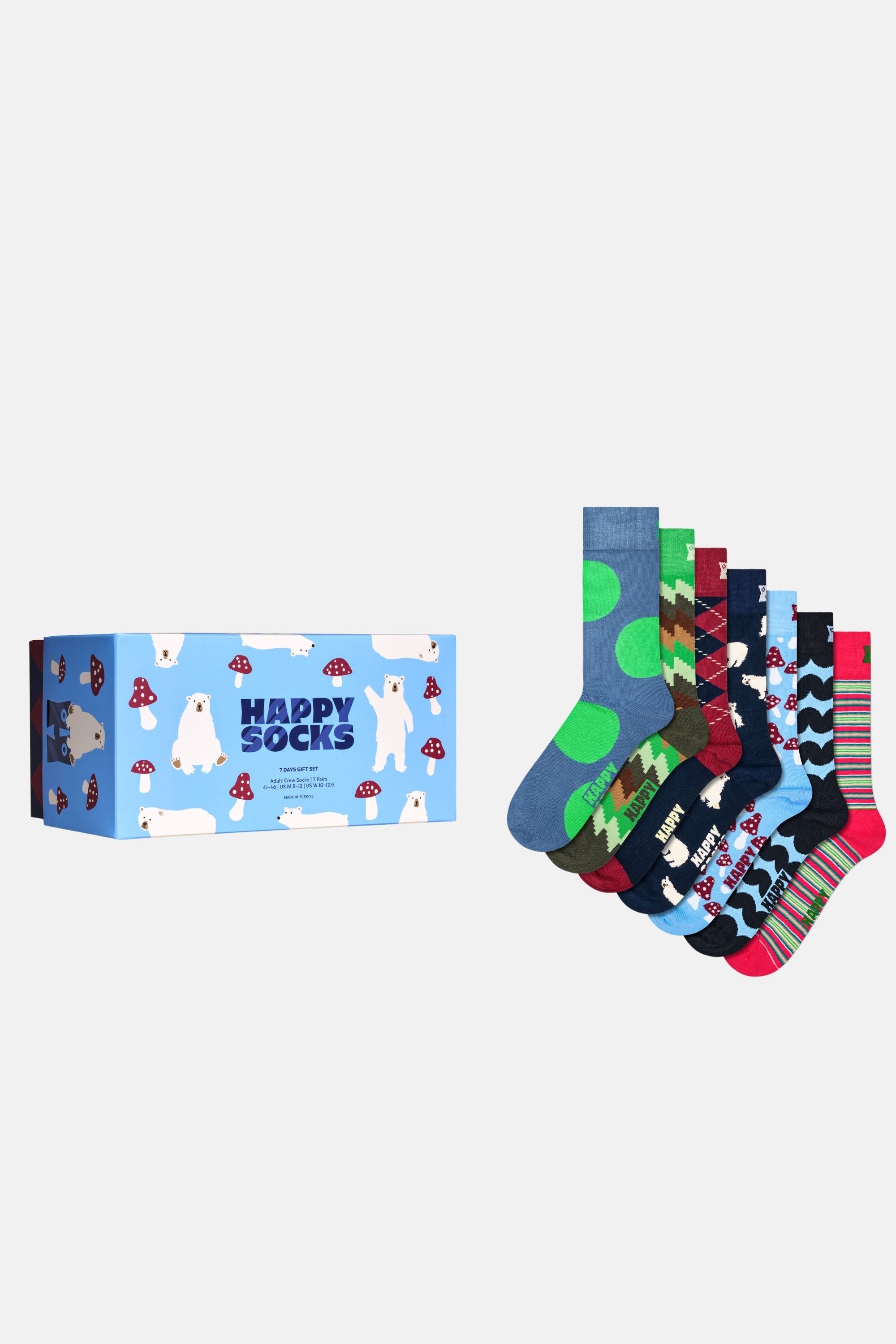 Happy Socks - Çok Renkli Karışık Kış Desenli 7'li Pamuklu Çorap Seti