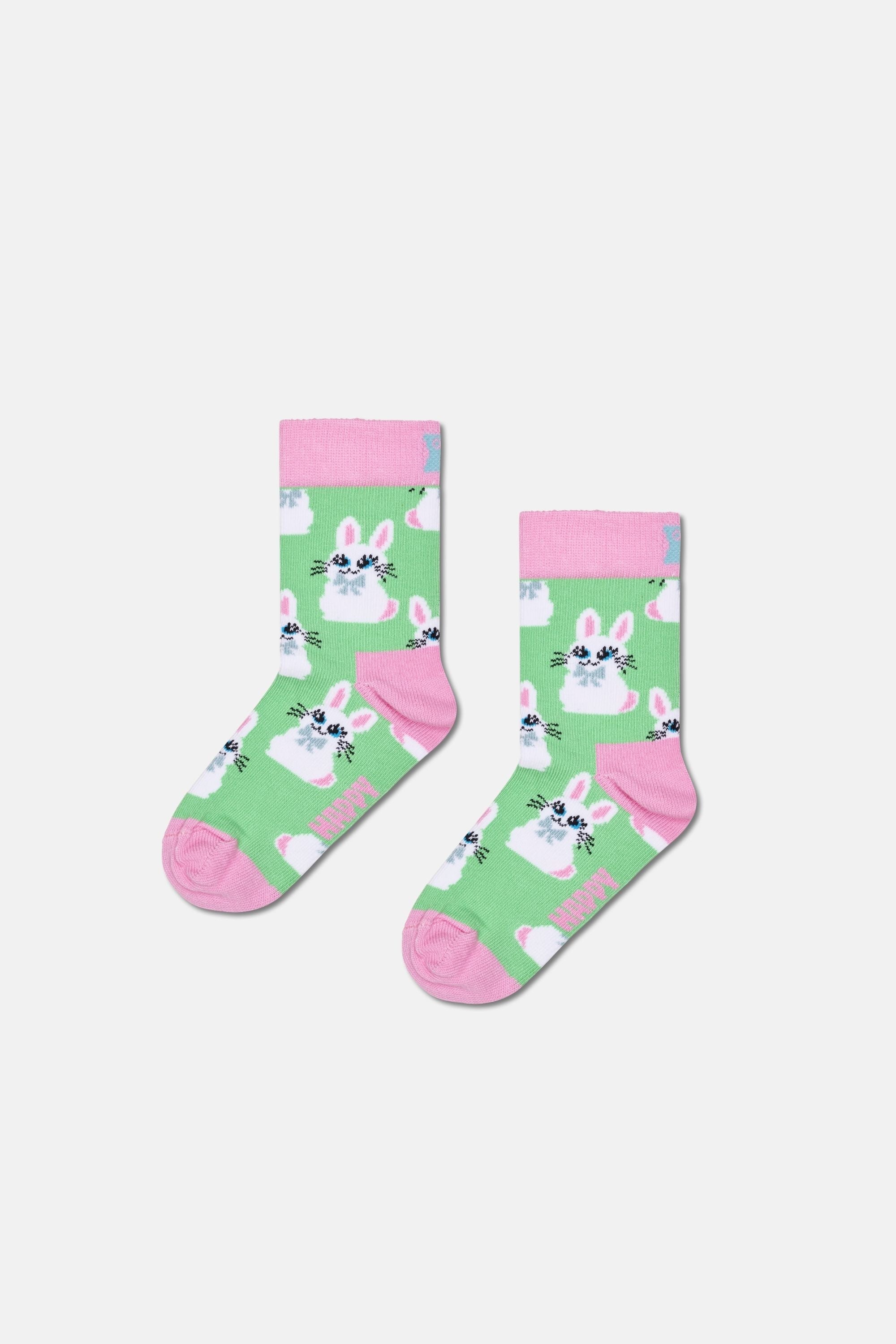 Happy Socks - Çocuk Çok Renkli Tavşan Desenli 3'lü Pamuklu Çorap Seti