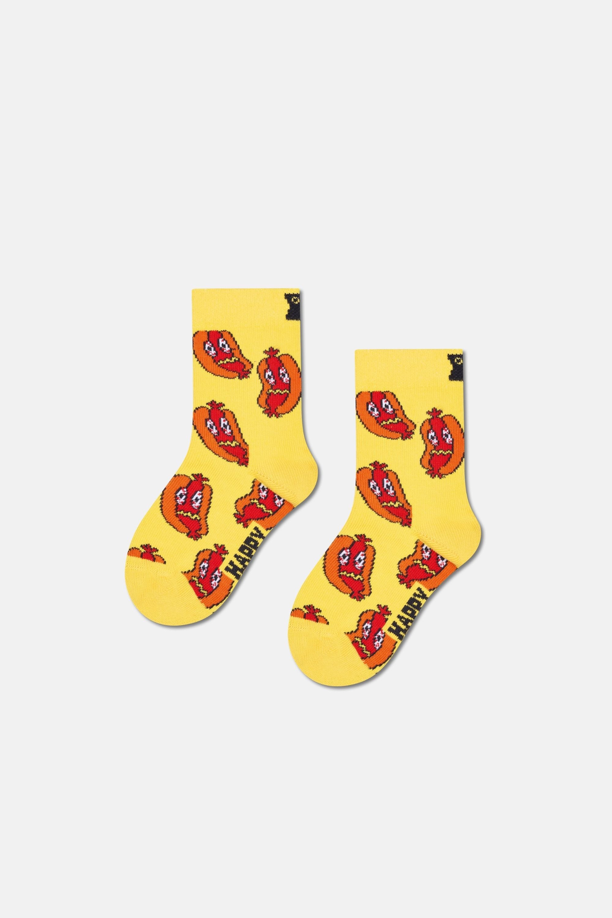 Happy Socks - Çocuk Çok Renkli Hamburger ve Patates Desenli 4'lü Pamuklu Çorap Seti
