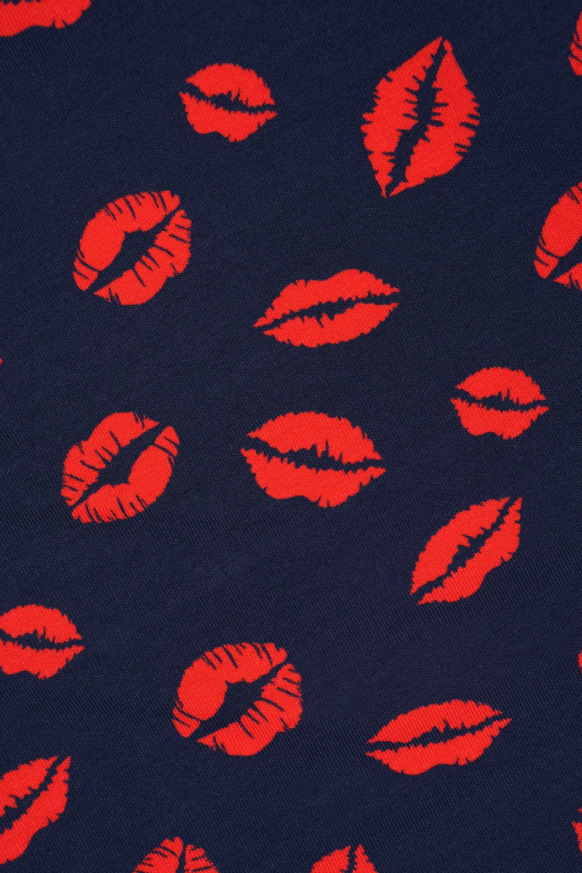 Happy Socks - Erkek Lacivert Dudak Desenli Boxer