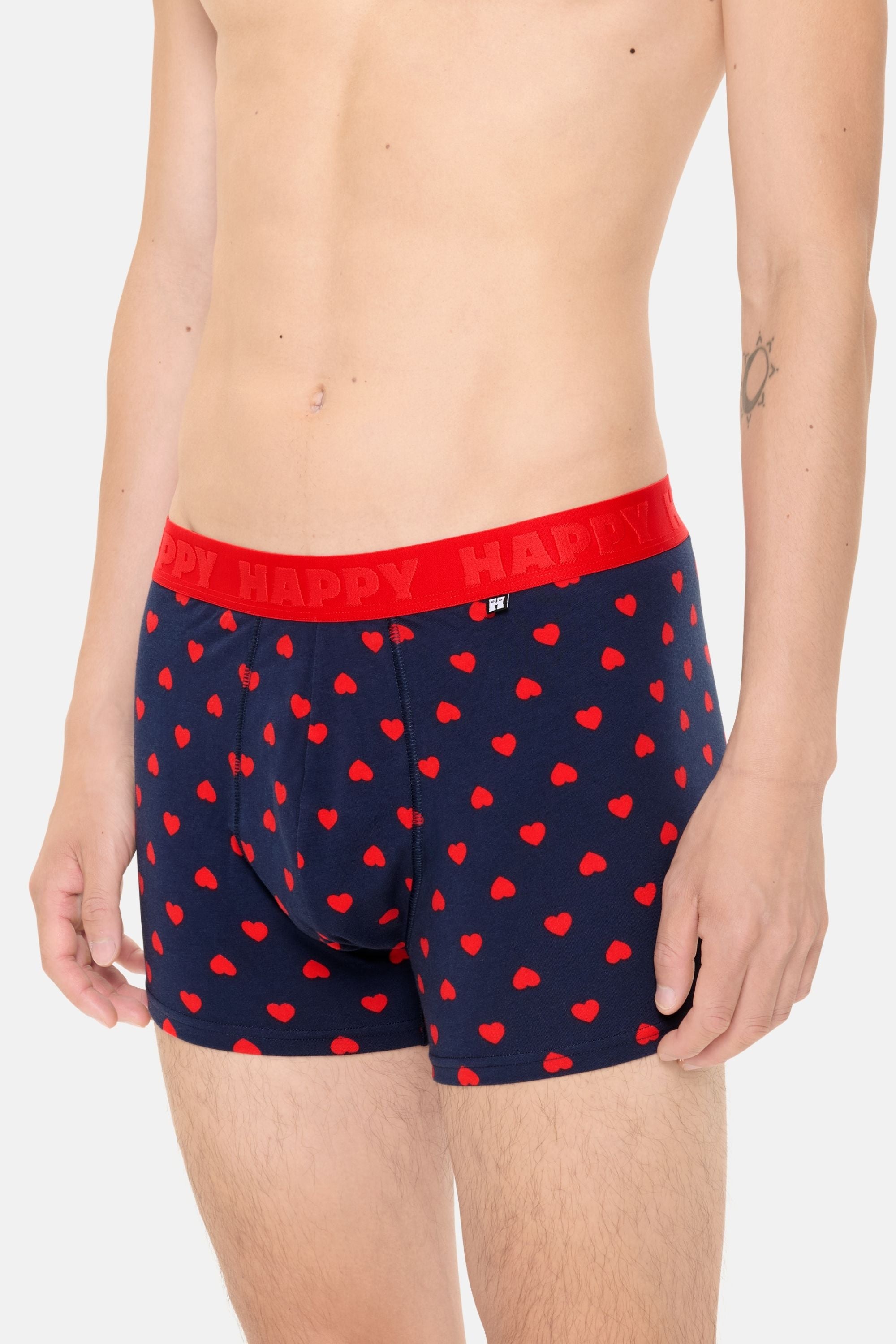 Happy Socks - Erkek Lacivert Kalp Desenli Boxer