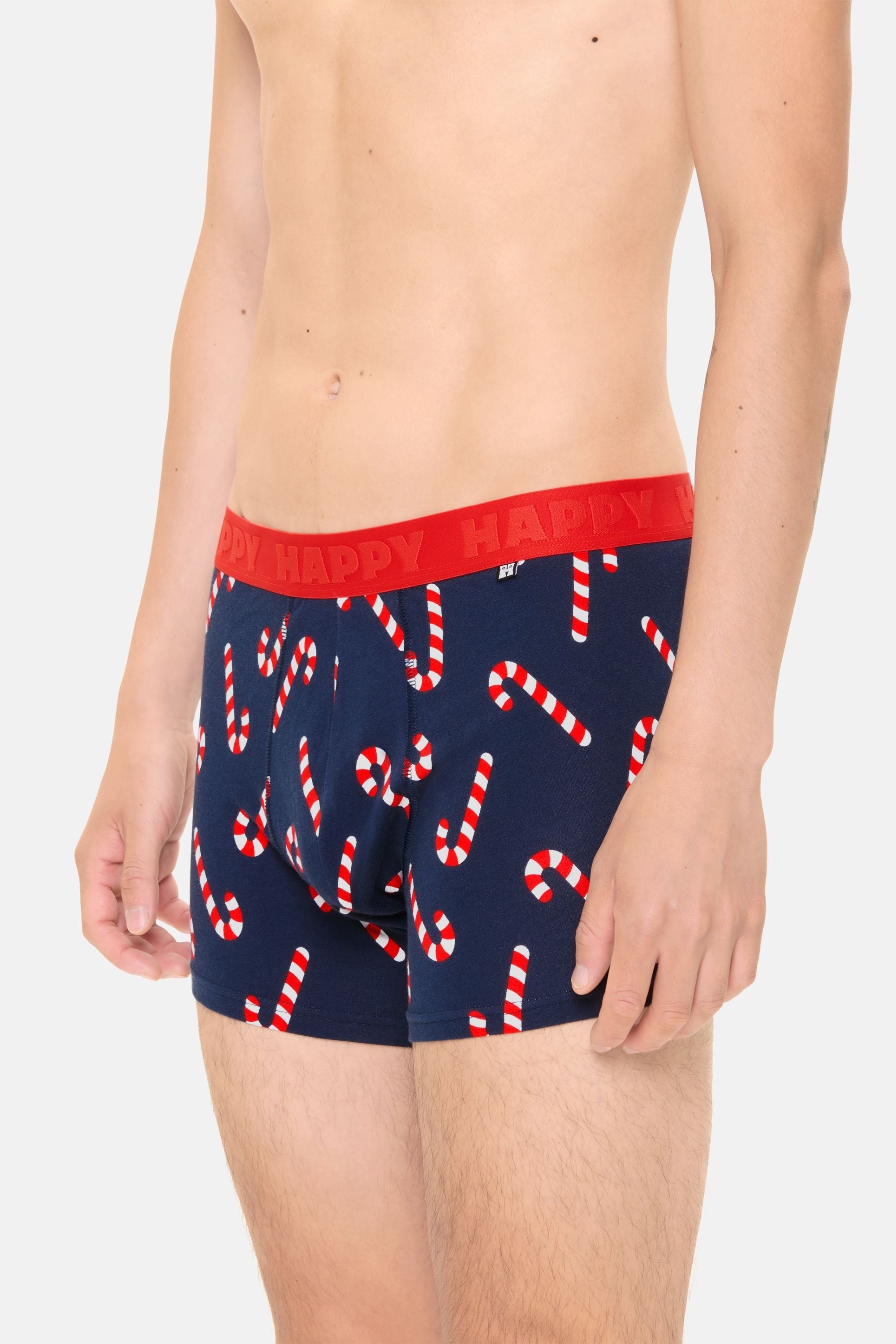 Happy Socks - Erkek Lacivert Baston Şeker Desenli Boxer