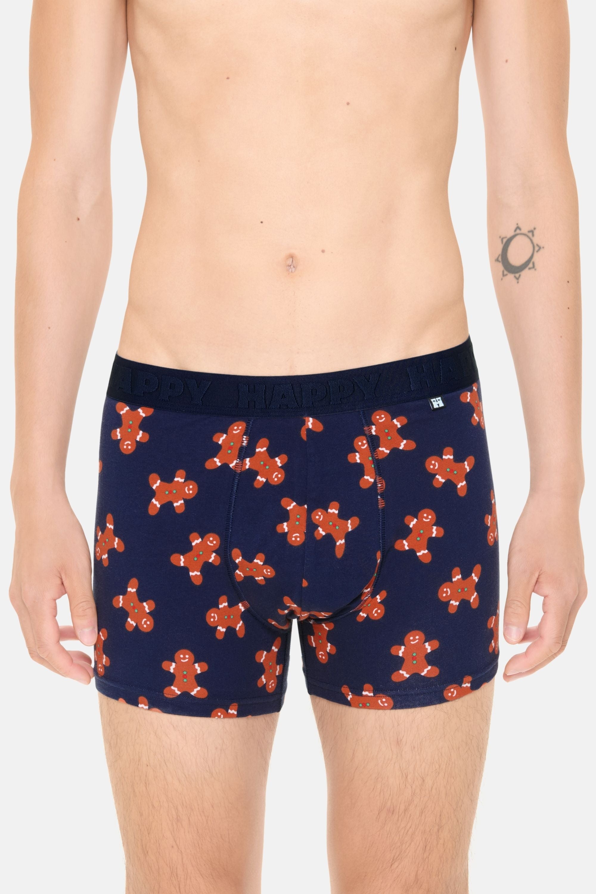 Happy Socks - Erkek Lacivert Kurabiye Desenli Boxer