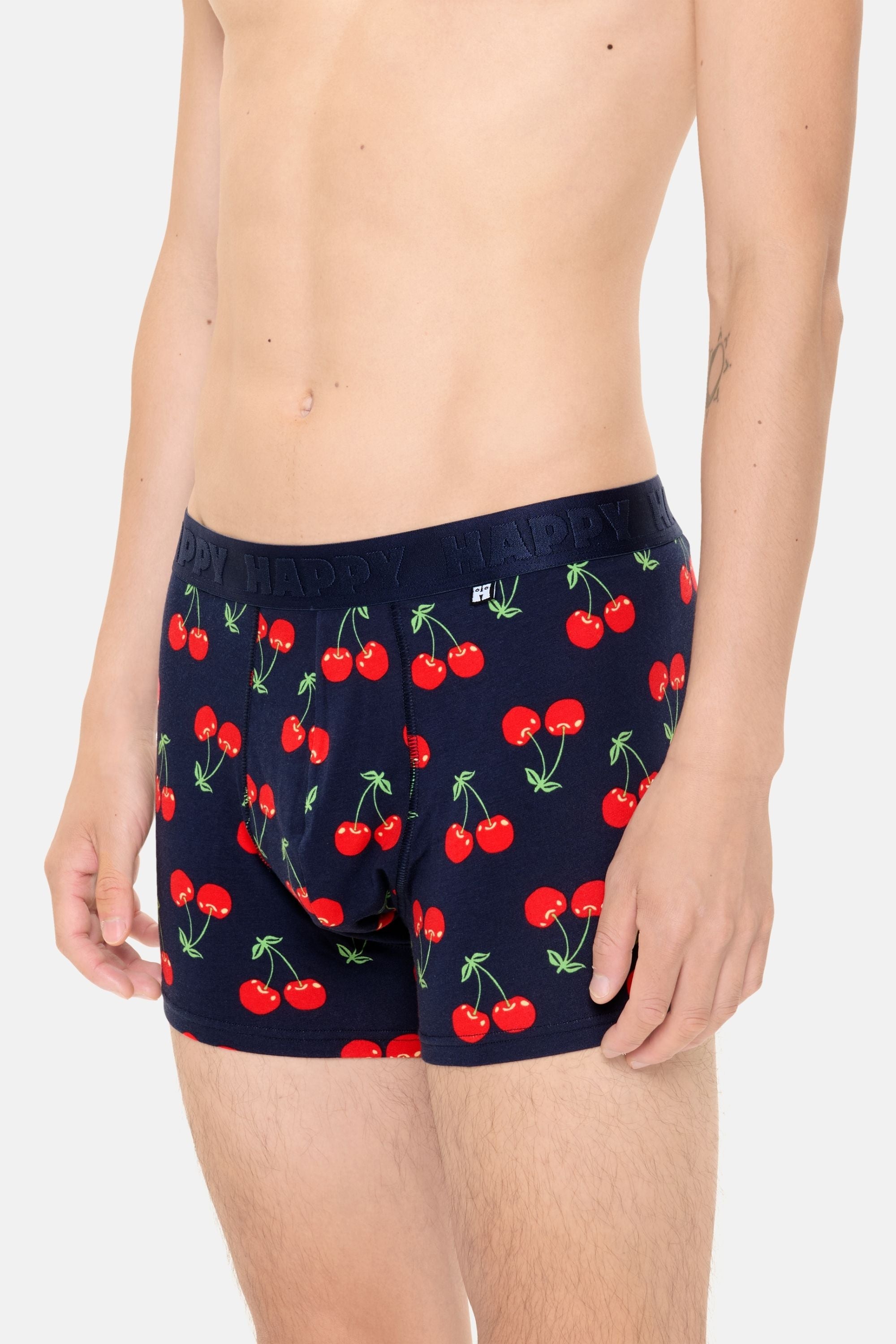 Happy Socks - Erkek Lacivert Kiraz Desenli Boxer