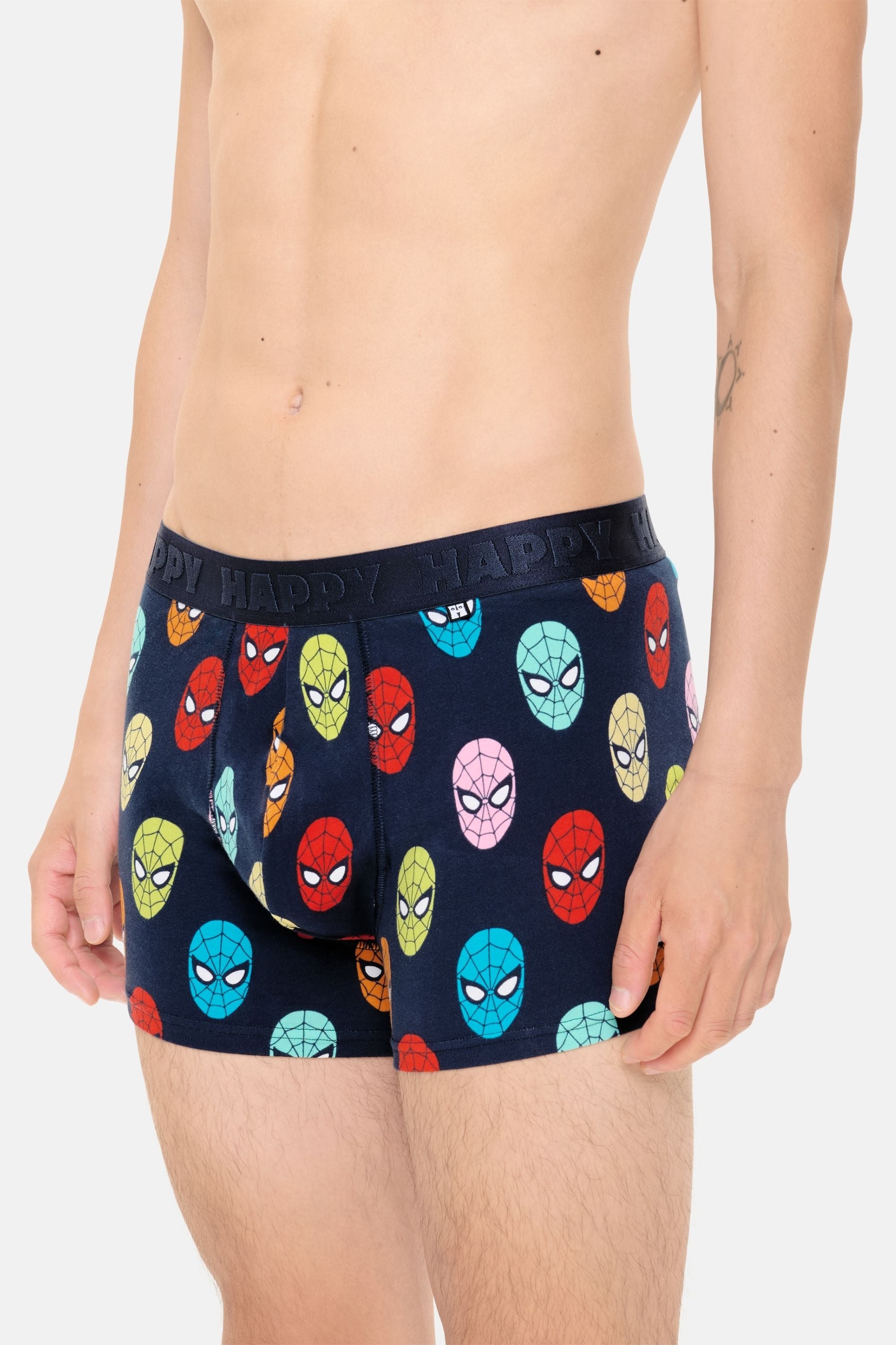 Happy Socks - Erkek Lacivert Spıder-Man Desenli Boxer