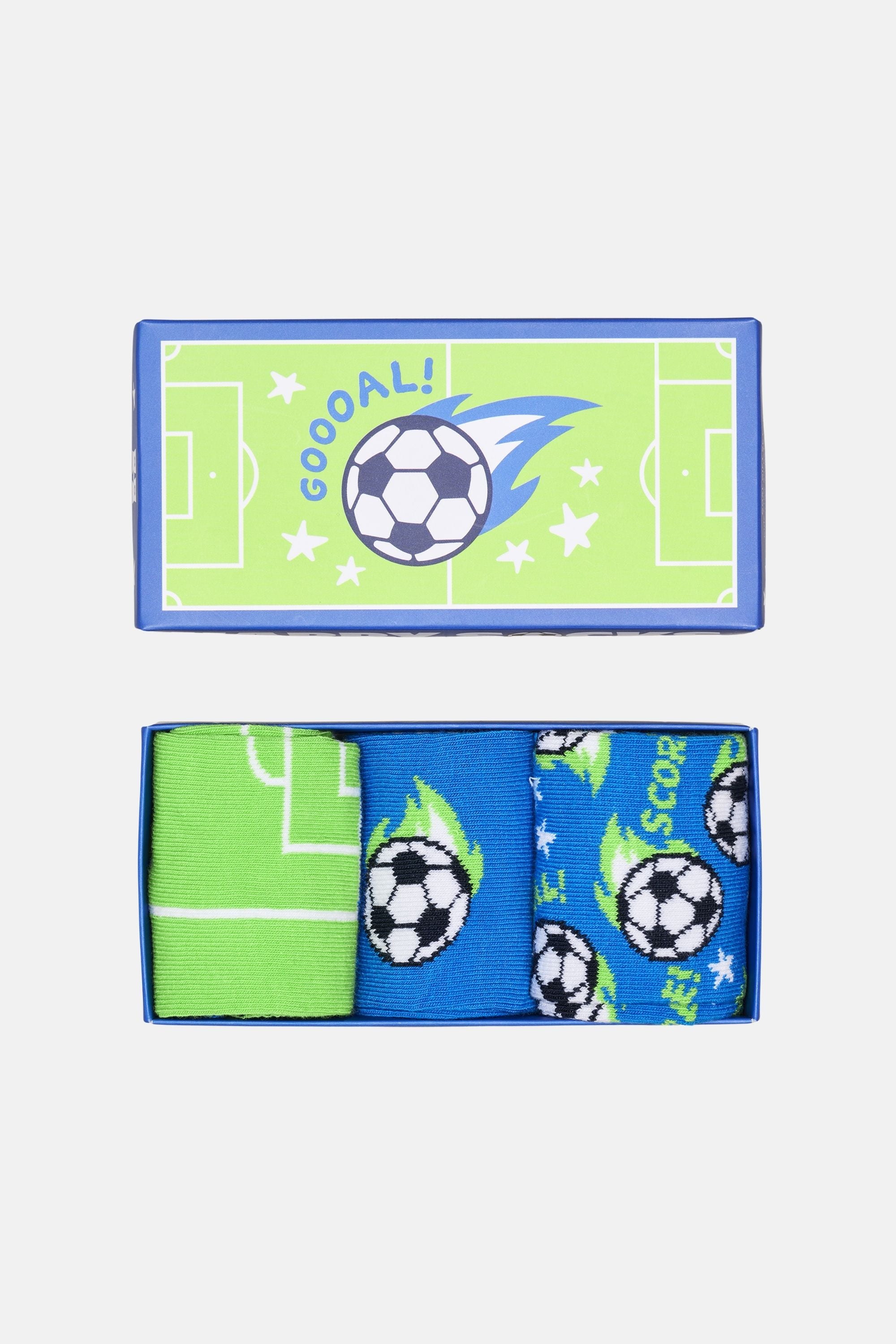 Happy Socks - Çocuk Çok Renkli Futbol Desenli 3'lü Pamuklu Çorap Seti