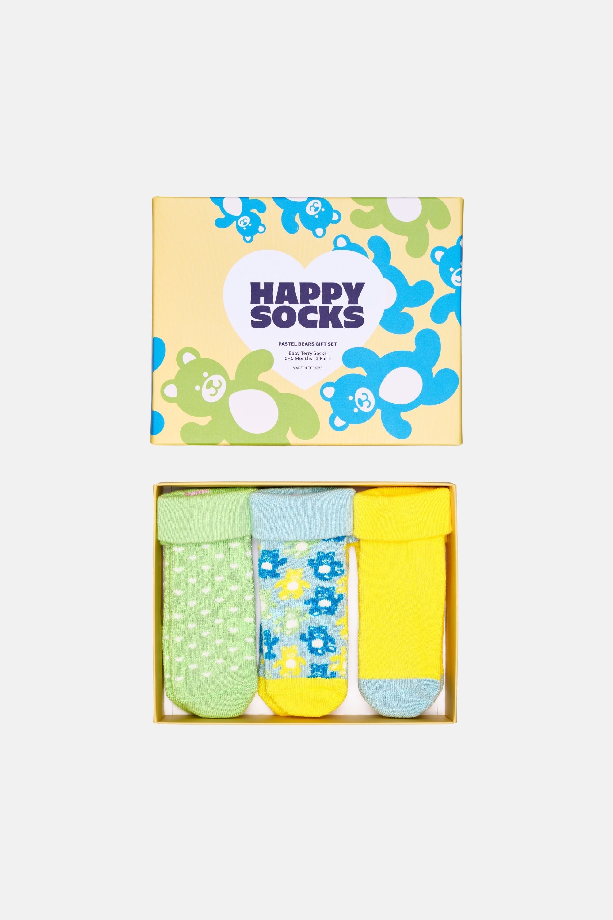Happy Socks - Çocuk Çok Renkli Küçük Ayı Desenli 3'lü Pamuklu Çorap Seti