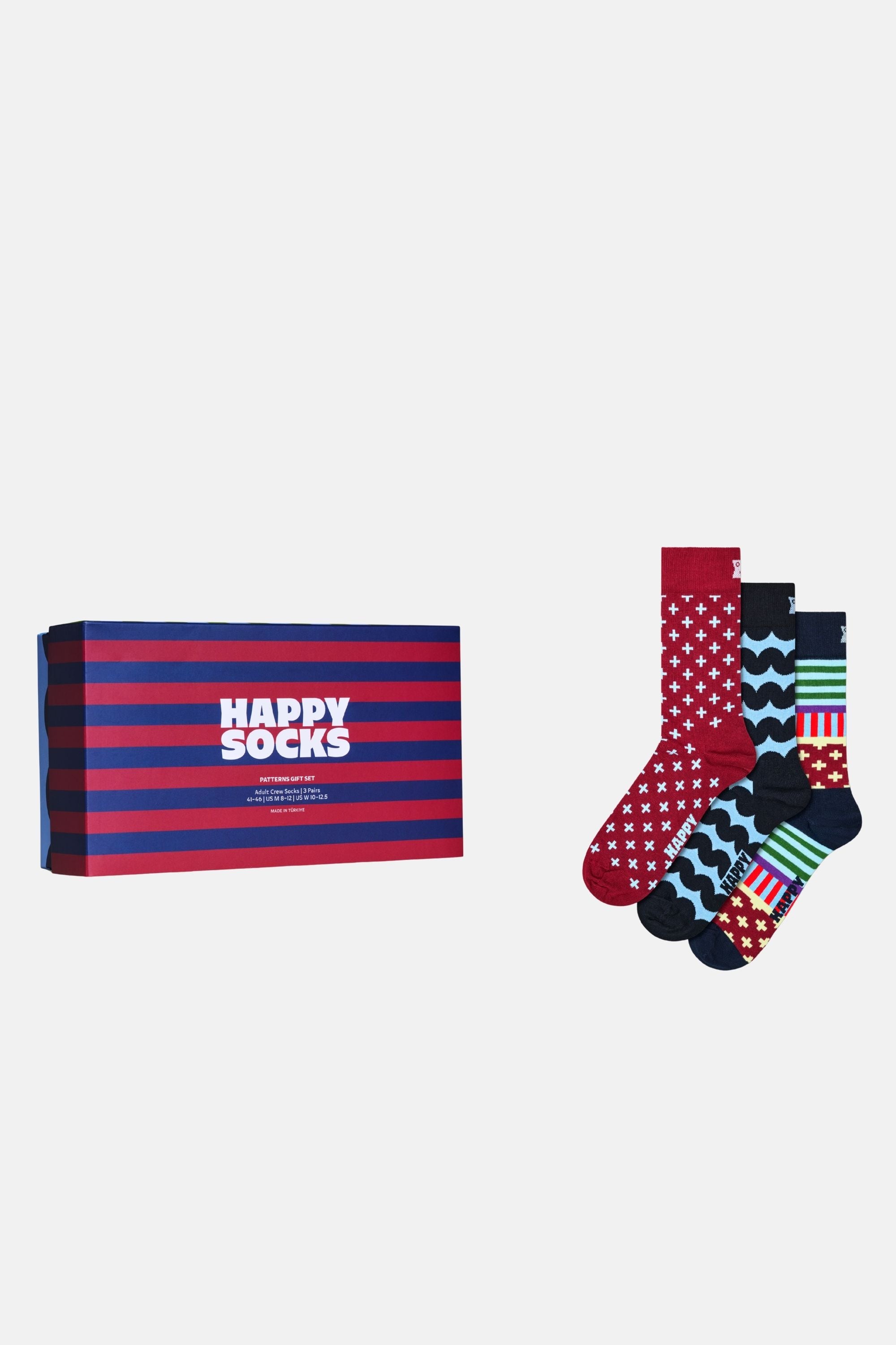 Happy Socks - Çok Renkli Karışık Desenli 3'lü Pamuklu Çorap Seti