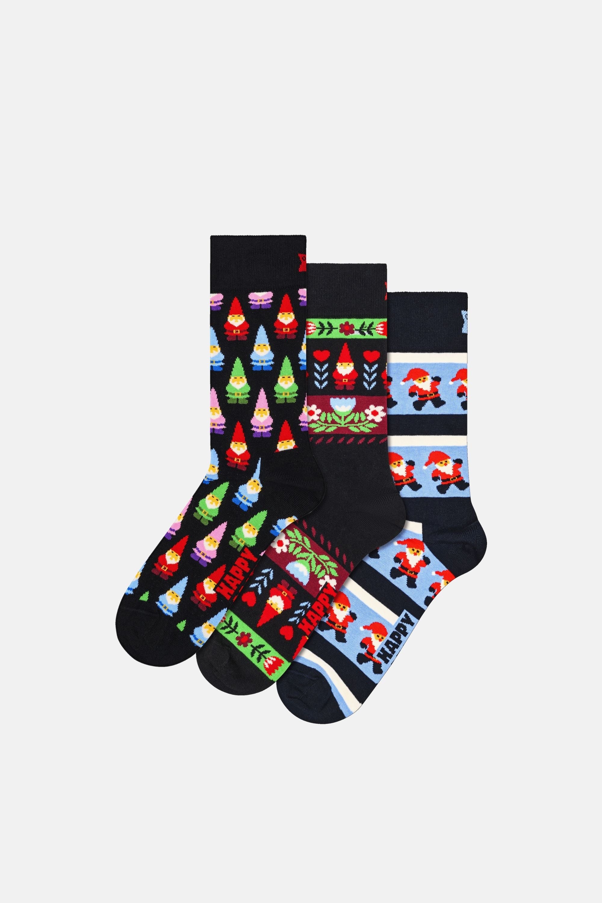 Happy Socks - Çok Renkli Kutlama Desenli 3'lü Pamuklu Çorap Seti