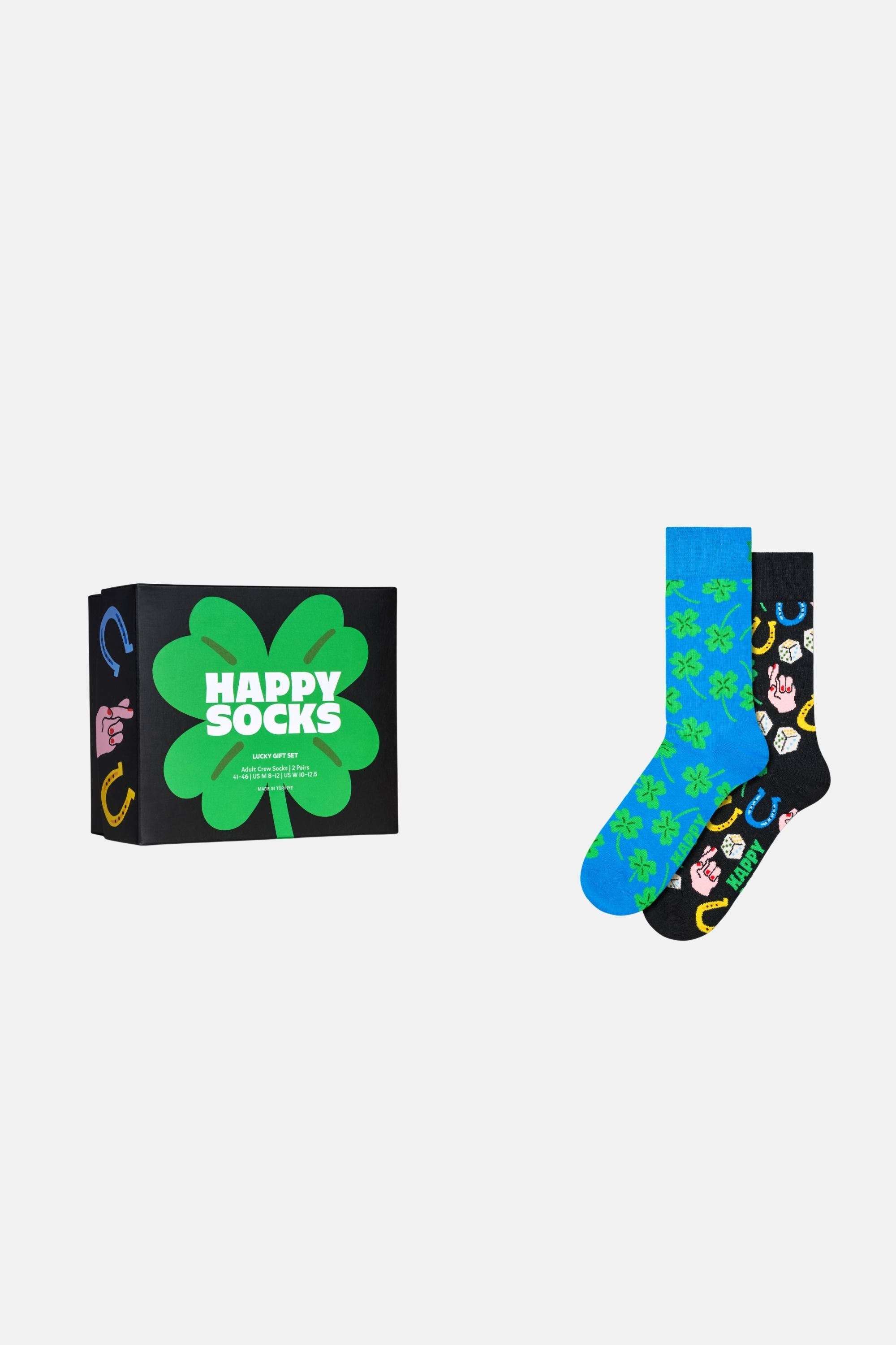 Happy Socks - Çok Renkli Yonca Desenli 2'li Pamuklu Çorap Seti