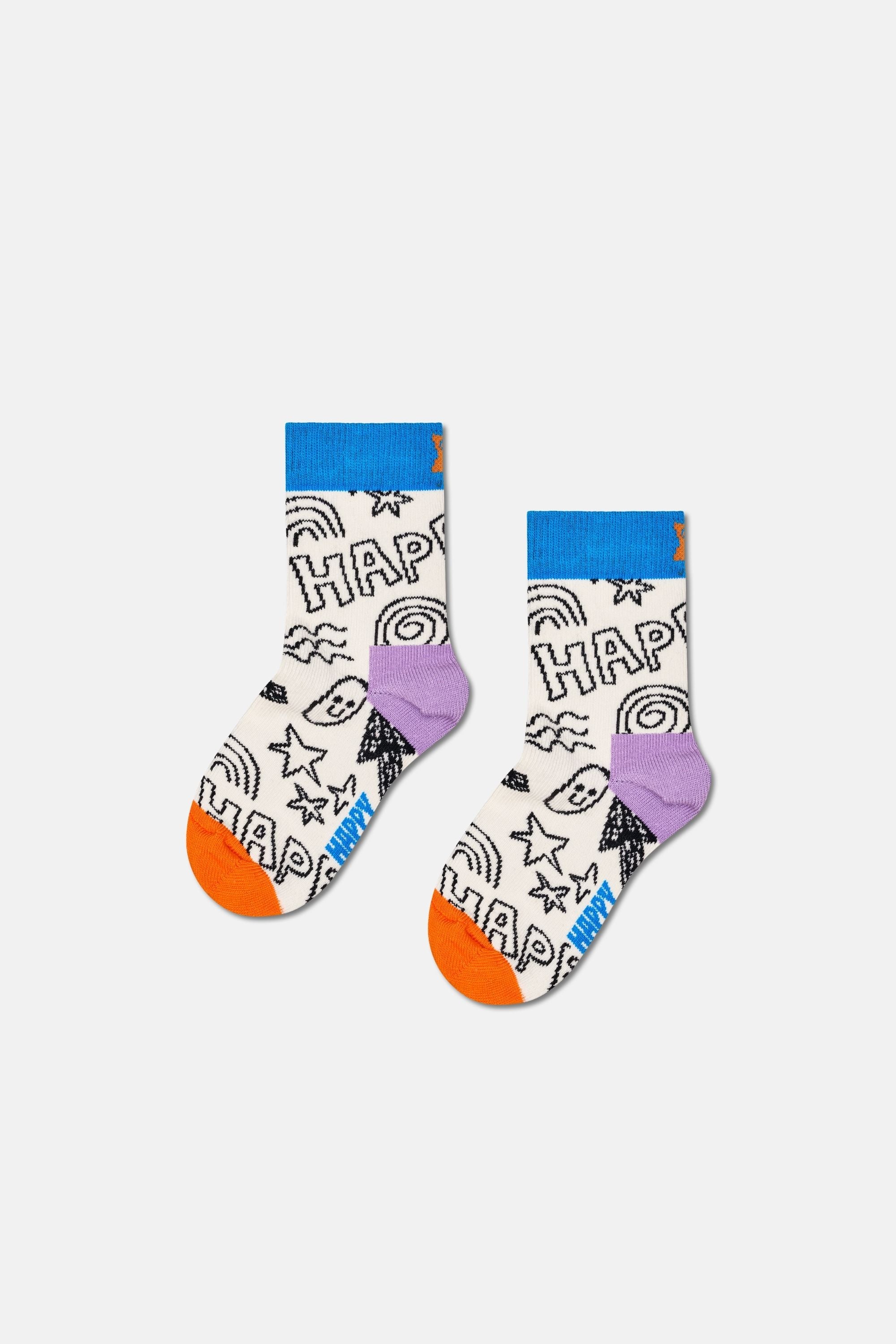 Happy Socks - Çocuk Çok Renkli Karışık Desenli Pamuklu Çorap