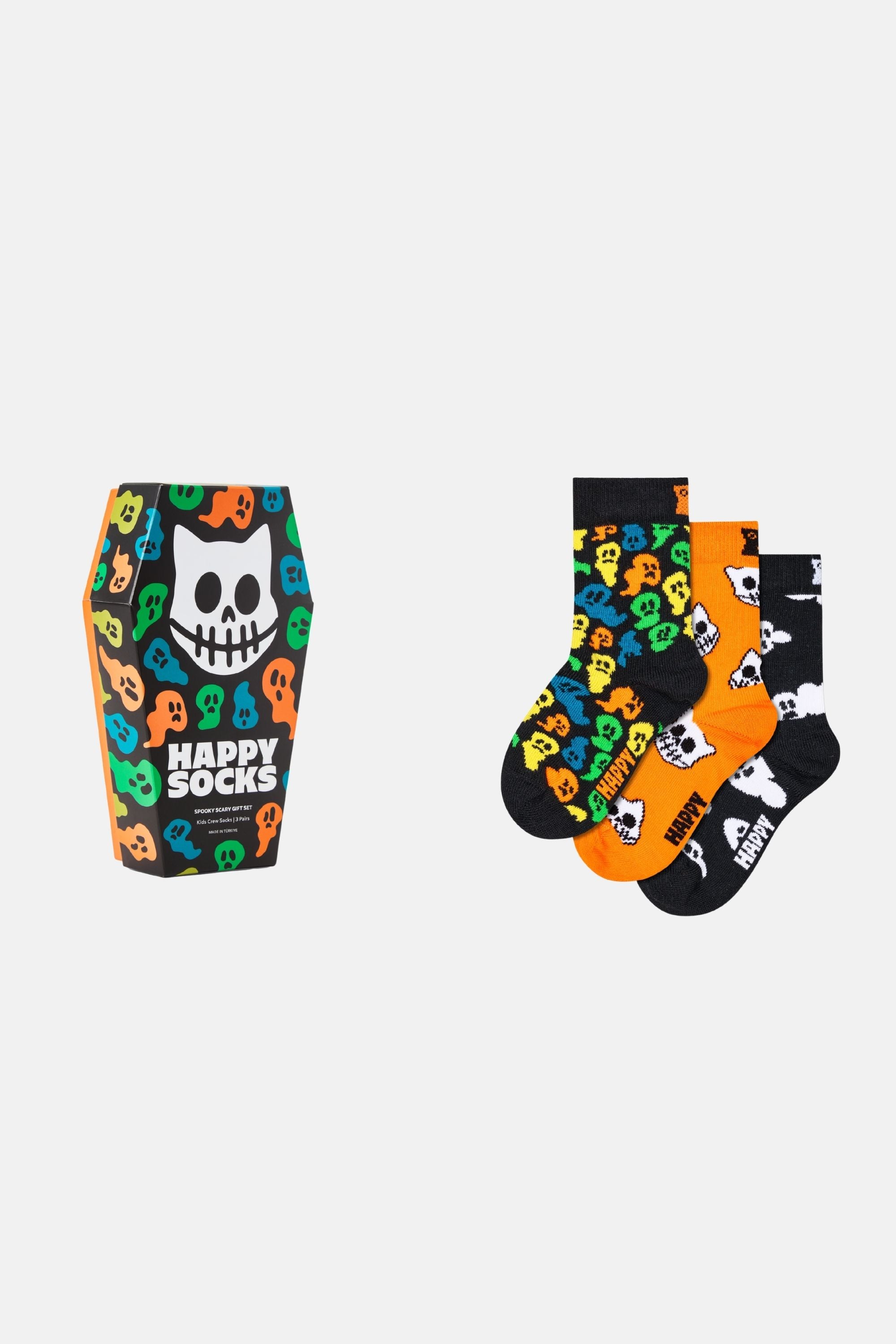 Happy Socks - Çocuk Çok Renkli Hayalet Desenli 3'lü Pamuklu Çorap Seti