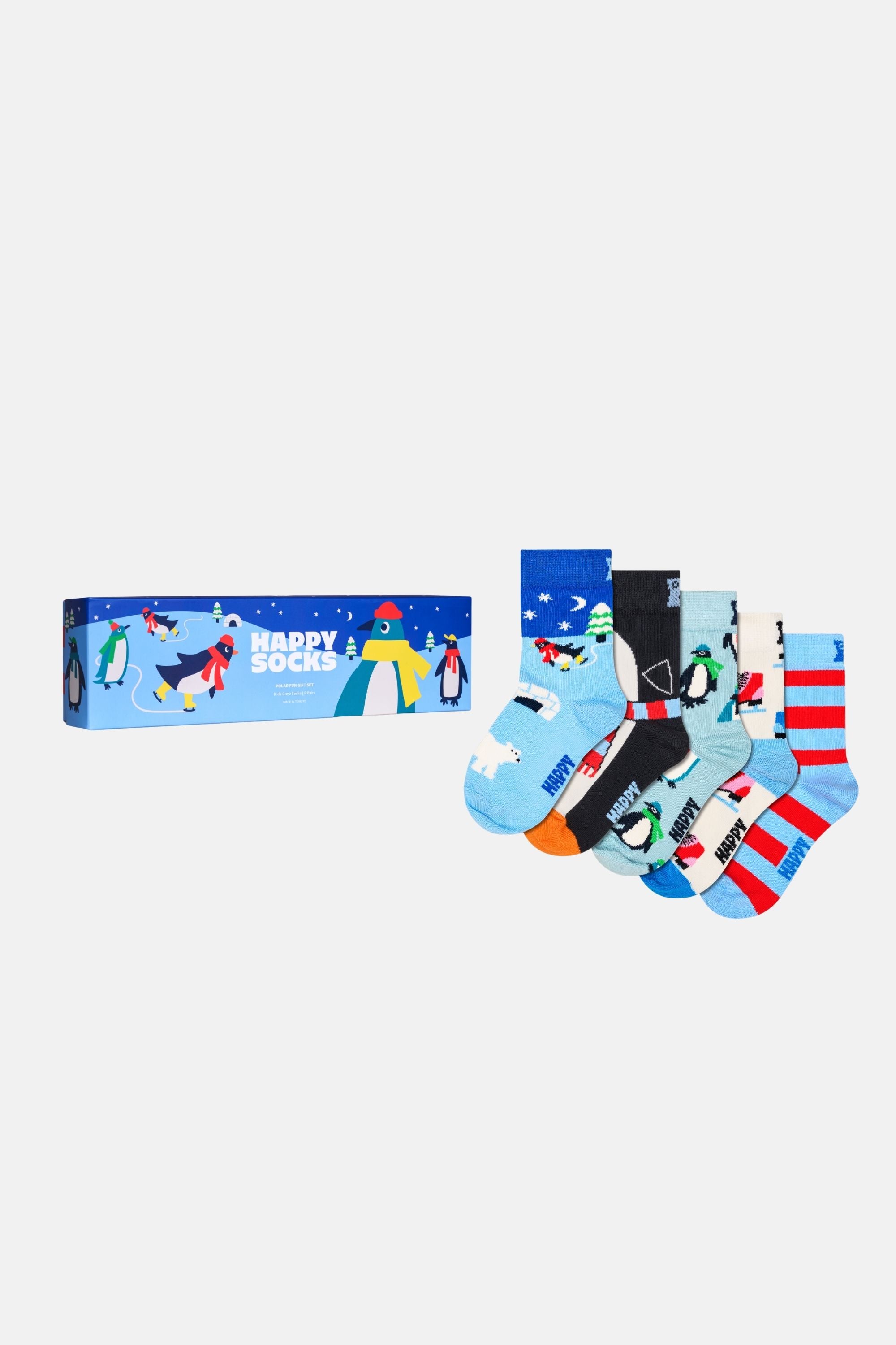 Happy Socks - Çocuk Çok Renkli Penguen Desenli 5'li Pamuklu Çorap Seti
