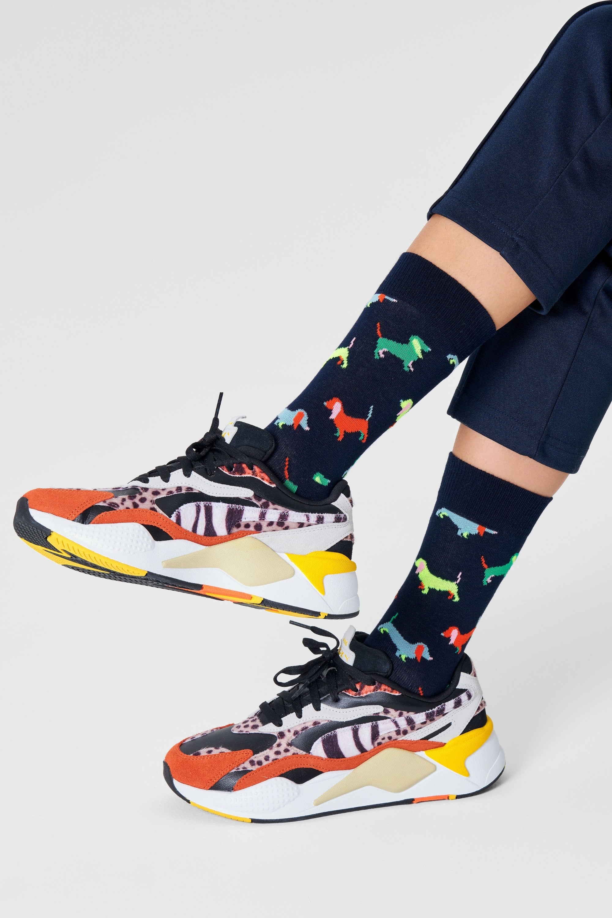 Happy Socks - Kadın Yavru Köpek Desenli Pamuklu Çorap