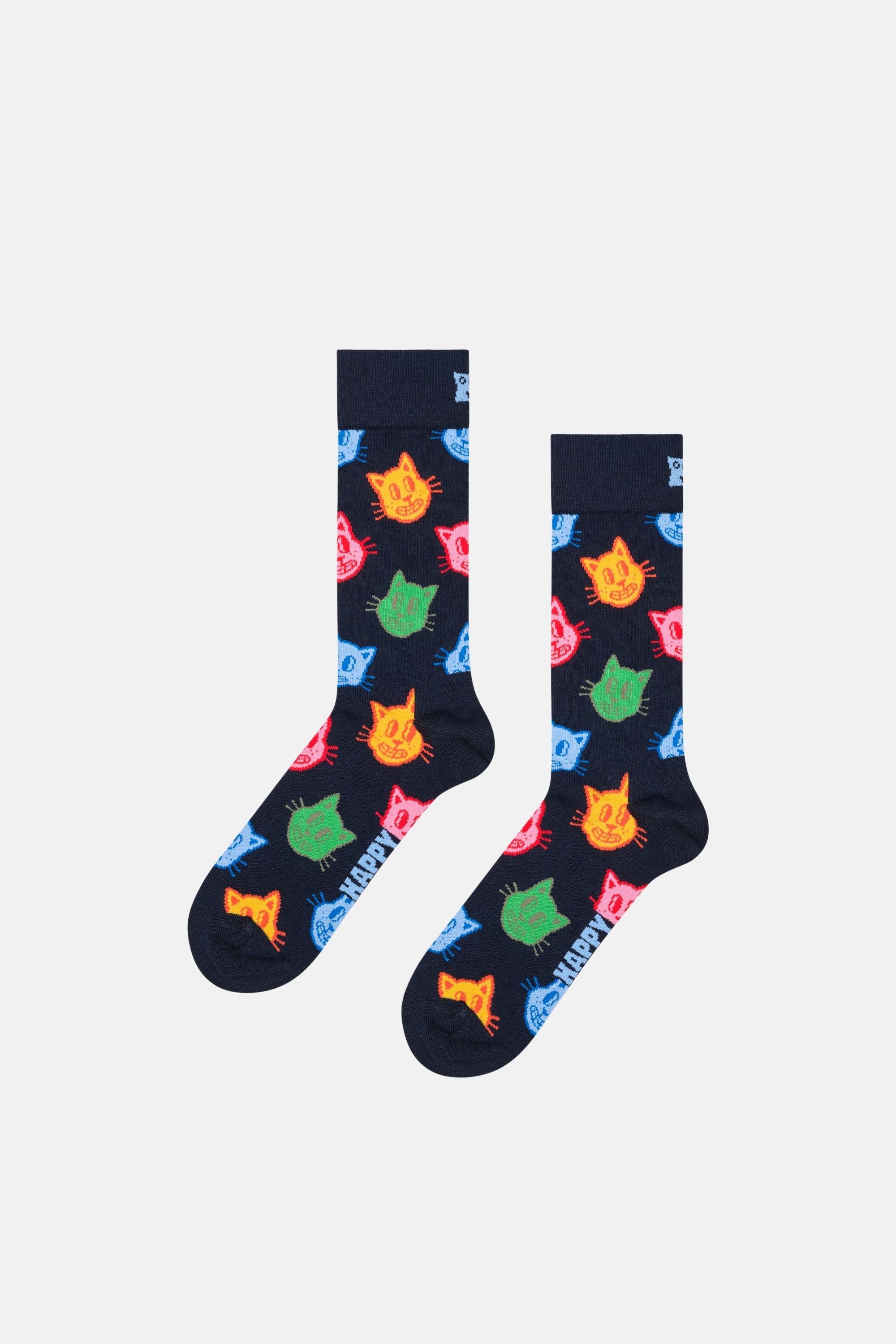 Happy Socks - Renkli Kedi Desenli Çorap