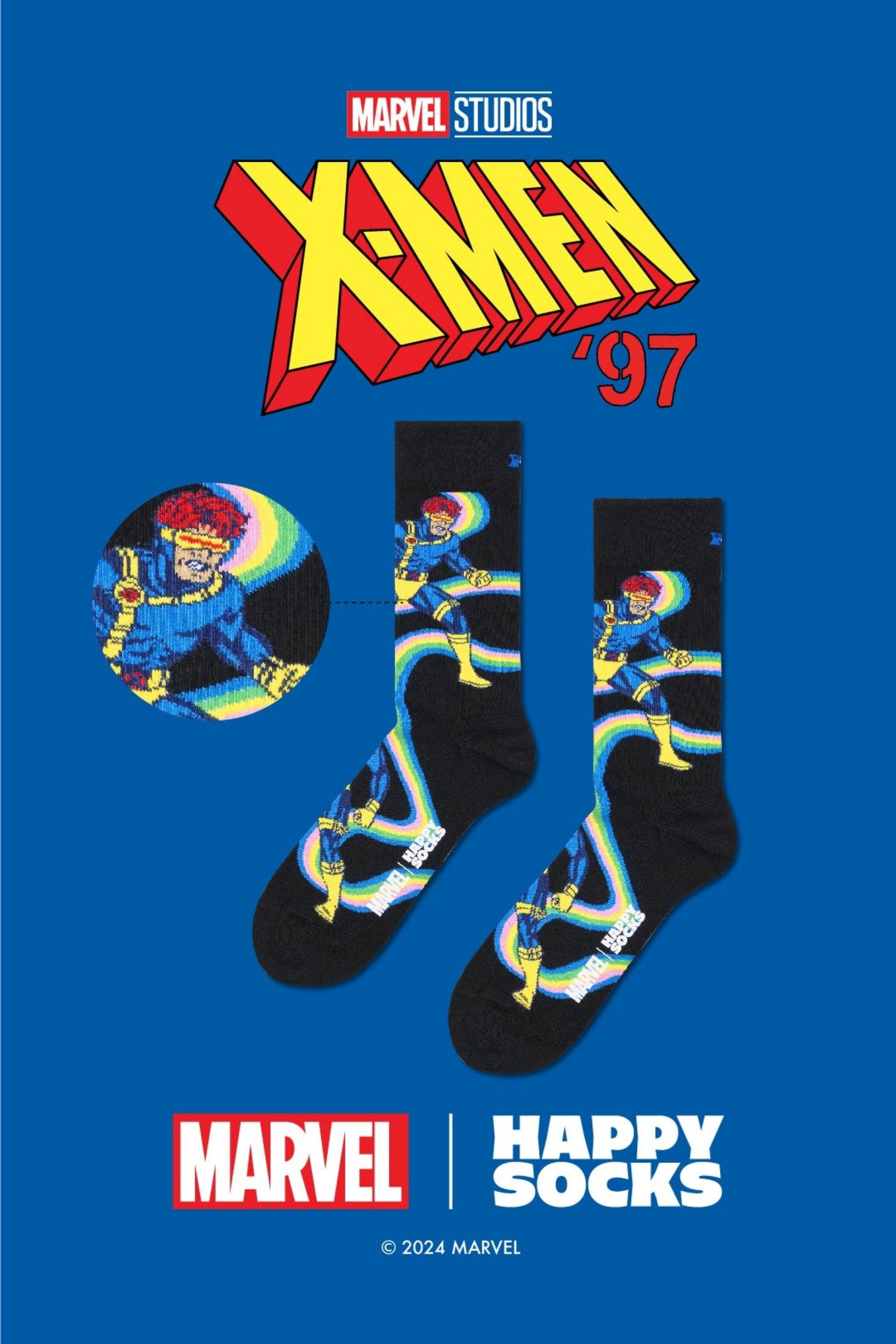 Happy Socks - Çok Renkli Marvel X - Men Cyclops Figürlü Çorap