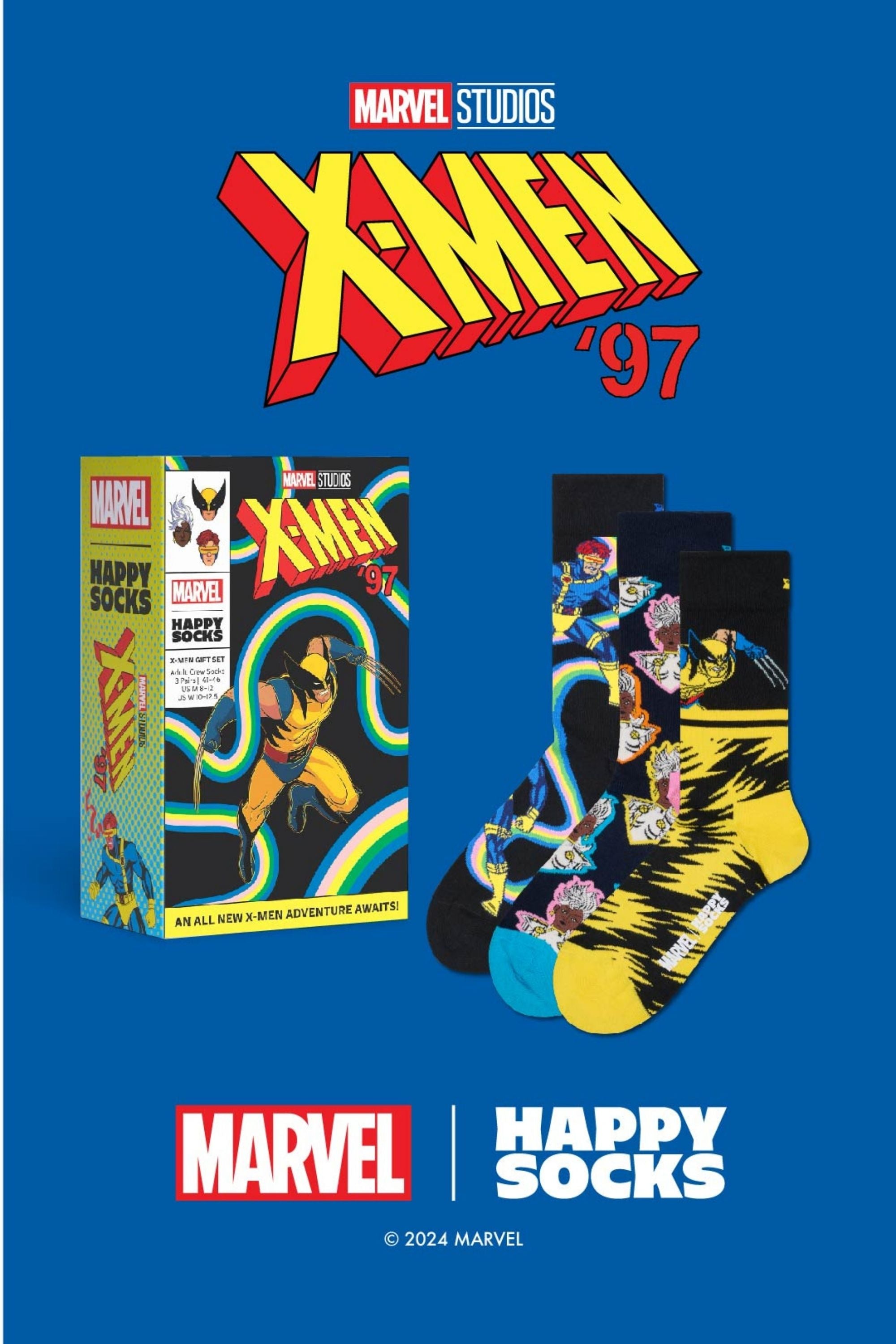 Happy Socks - Çok Renkli Marvel X - Men 3Lü Çorap Hediye Seti