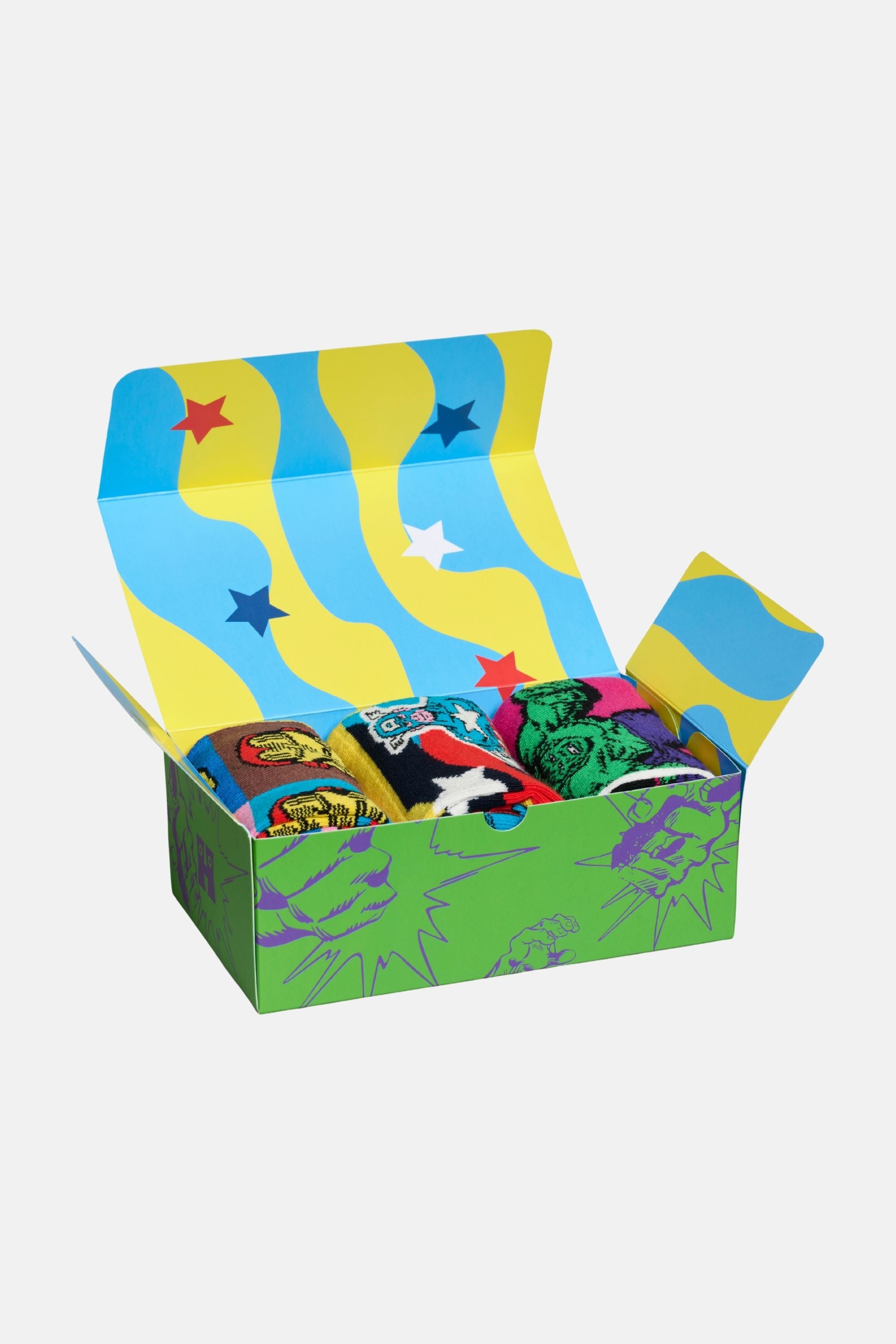 Happy Socks - Çok Renkli Marvel Avengers Figürlü 3Lü Çorap Seti