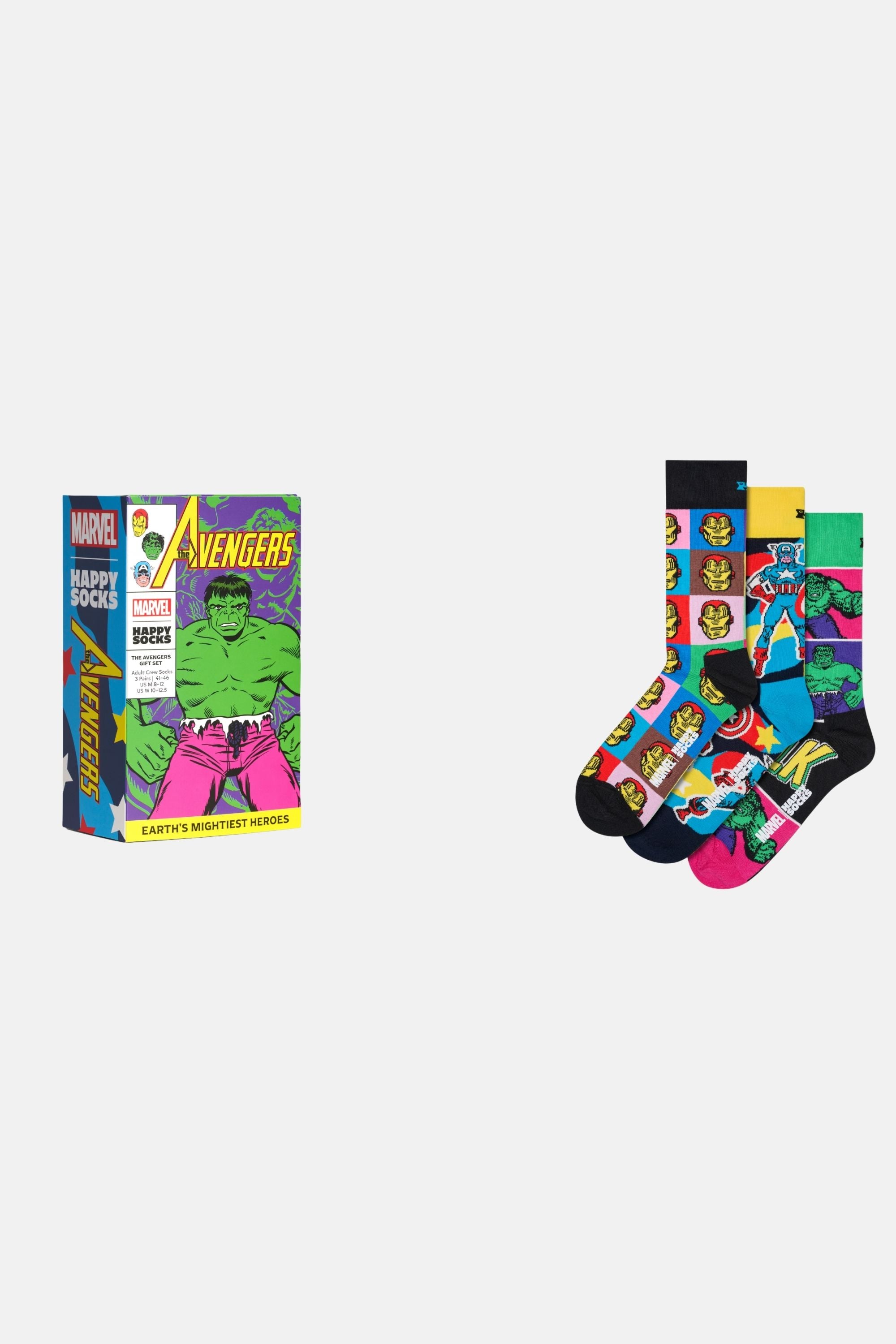 Happy Socks - Çok Renkli Marvel Avengers Figürlü 3Lü Çorap Seti