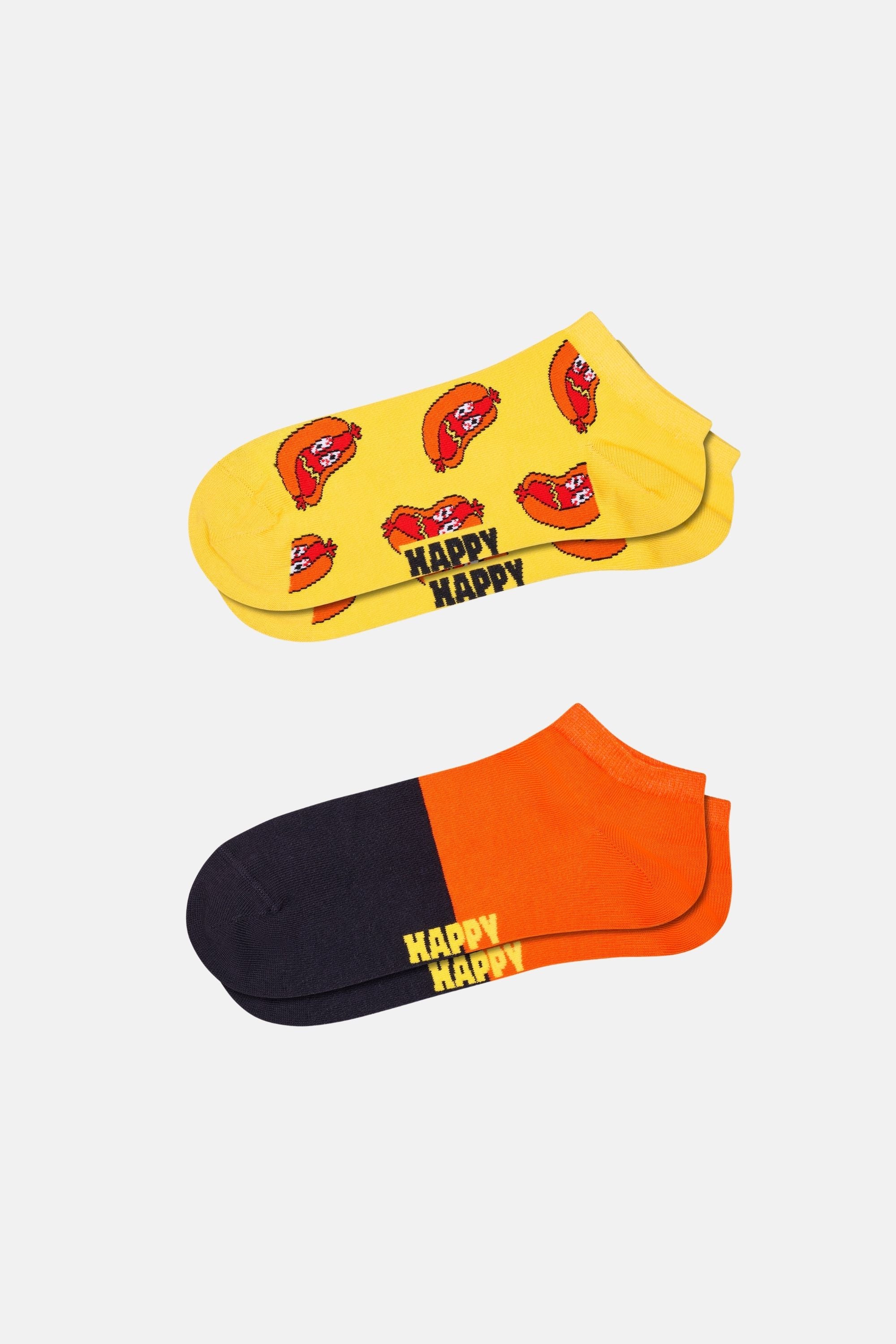 Happy Socks - Sarı Sosis Desenli 2Li Düşük Kesim Çorap Seti