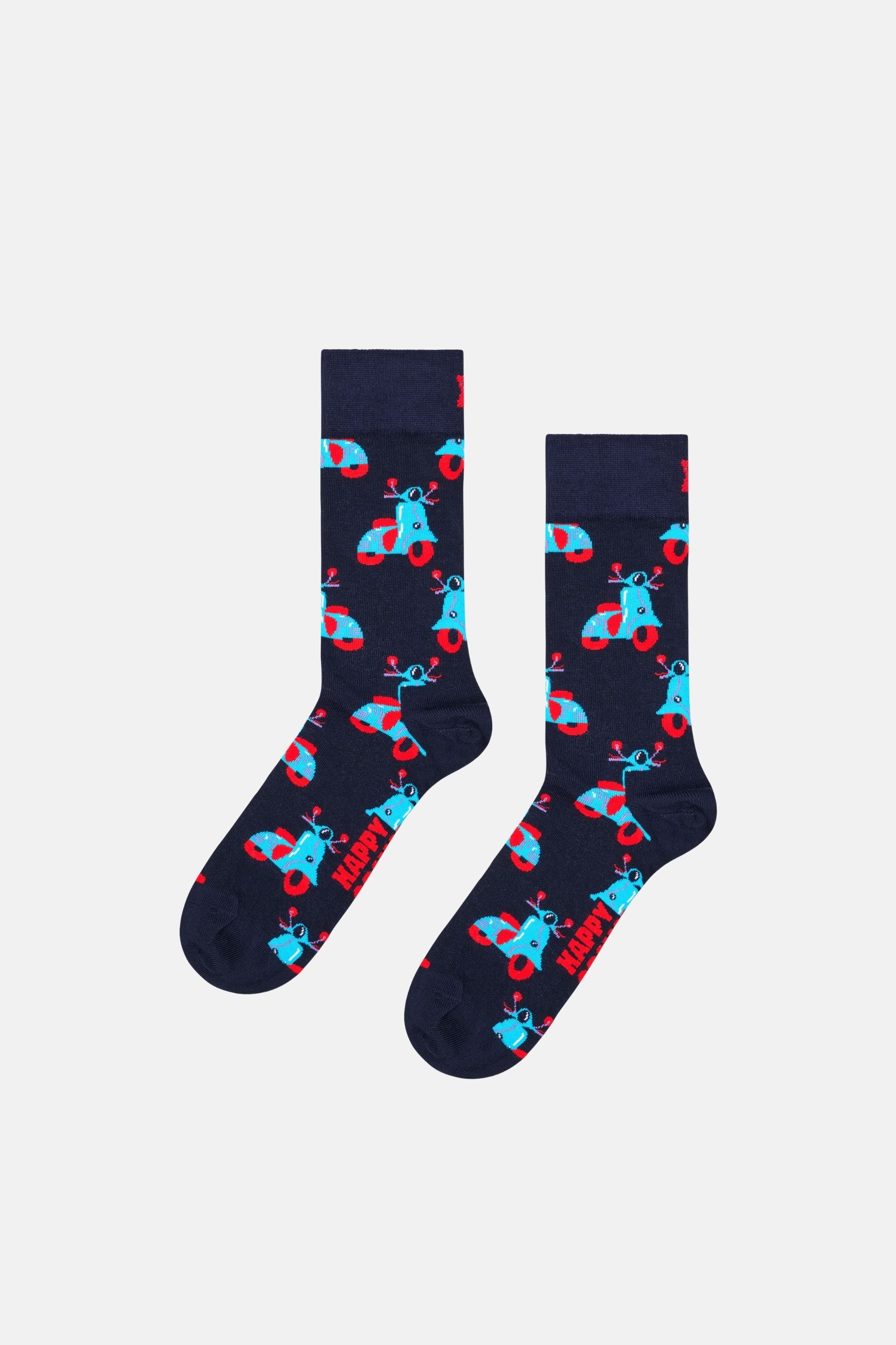 Happy Socks - Çok Renkli Makarna Ve Scooter Desenli 2Li Çorap Hediye Seti