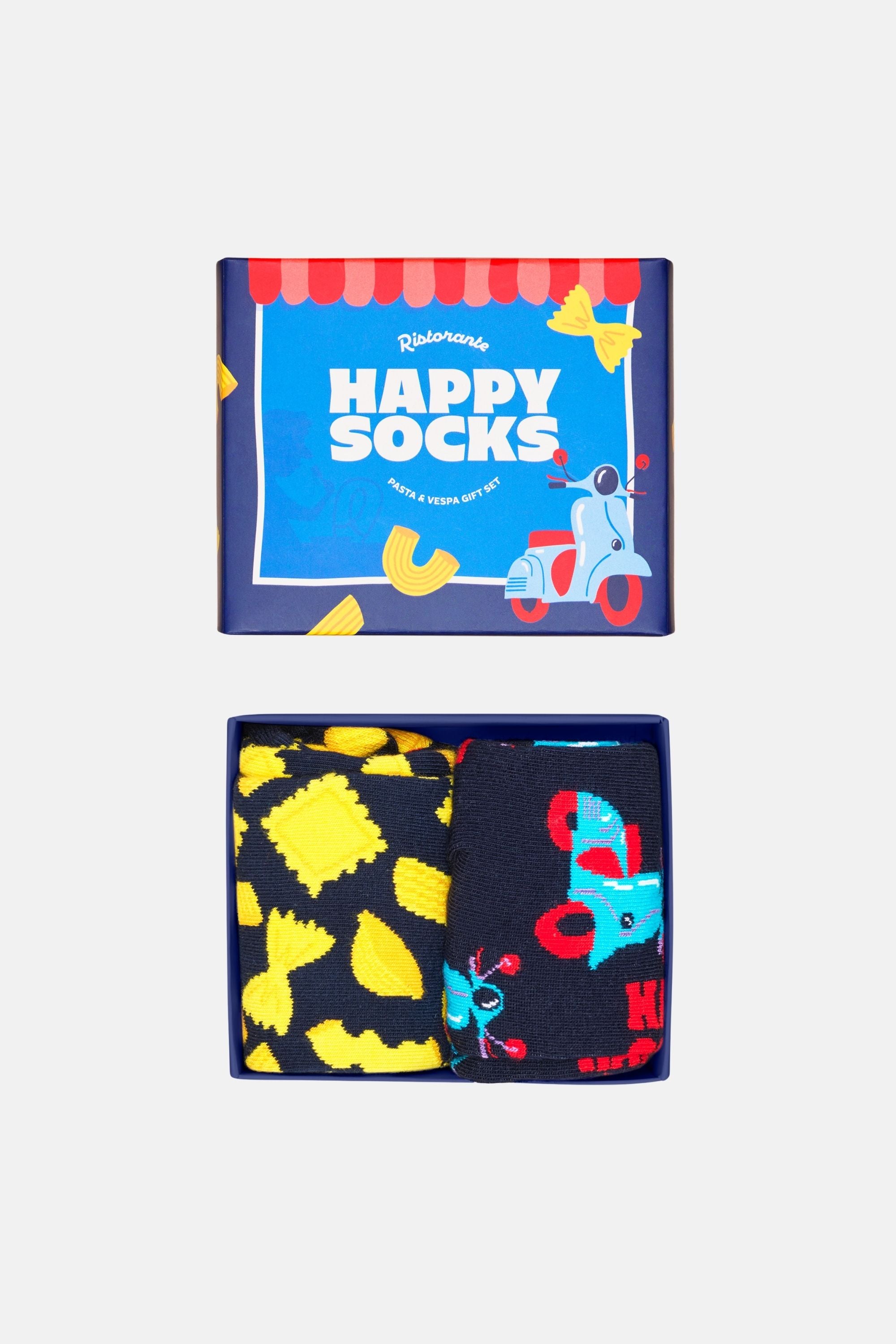 Happy Socks - Çok Renkli Makarna Ve Scooter Desenli 2Li Çorap Hediye Seti