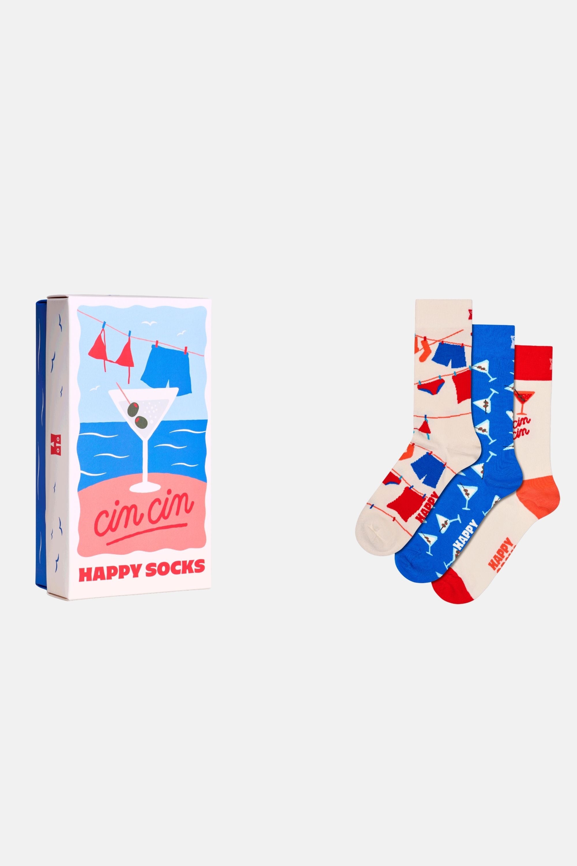 Happy Socks - Çok Renkli Eğlenceli Desenli 3Lü Çorap Hediye Seti