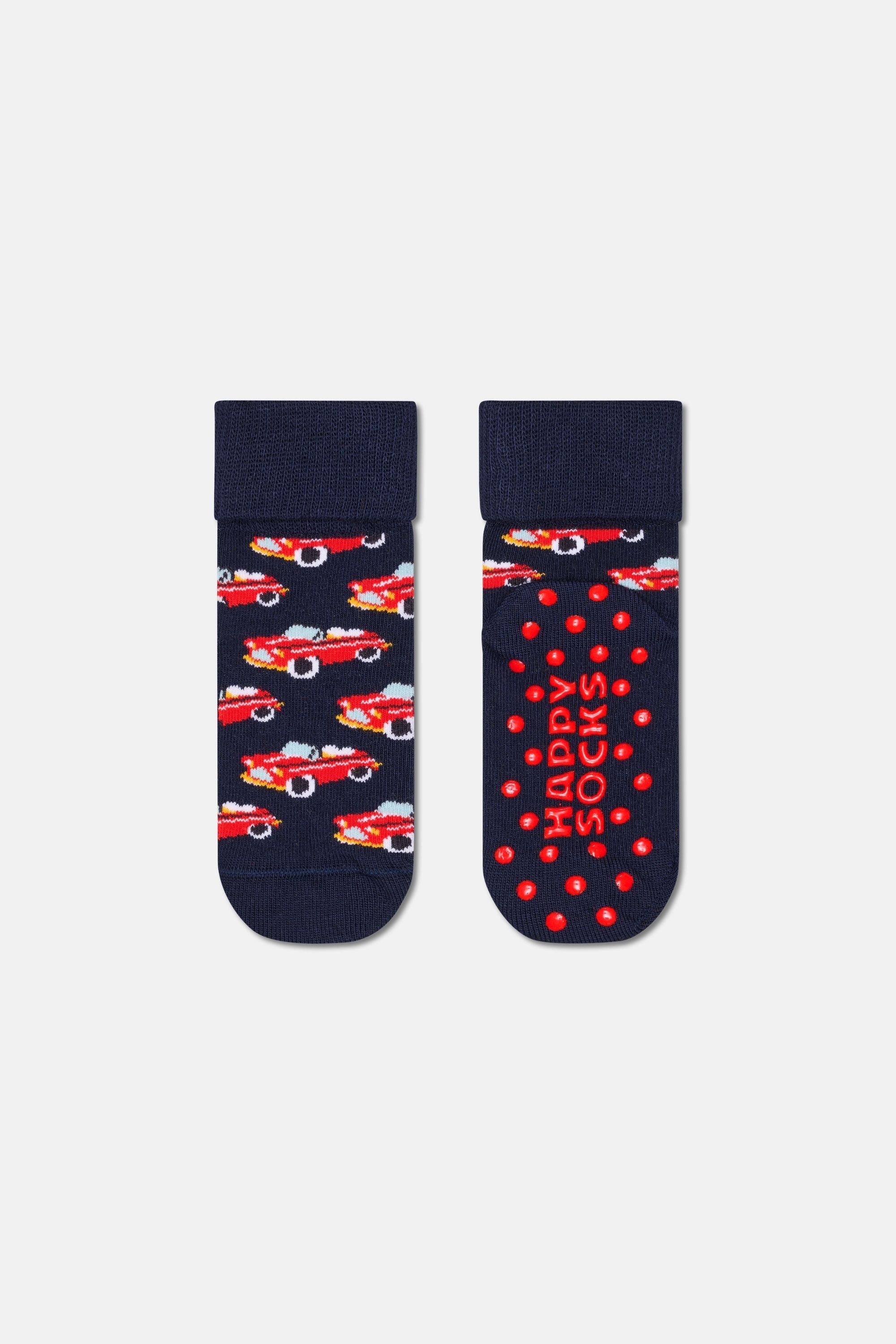 Happy Socks - Çocuk Araba Desenli Kaydırmaz 2Li Çorap Seti
