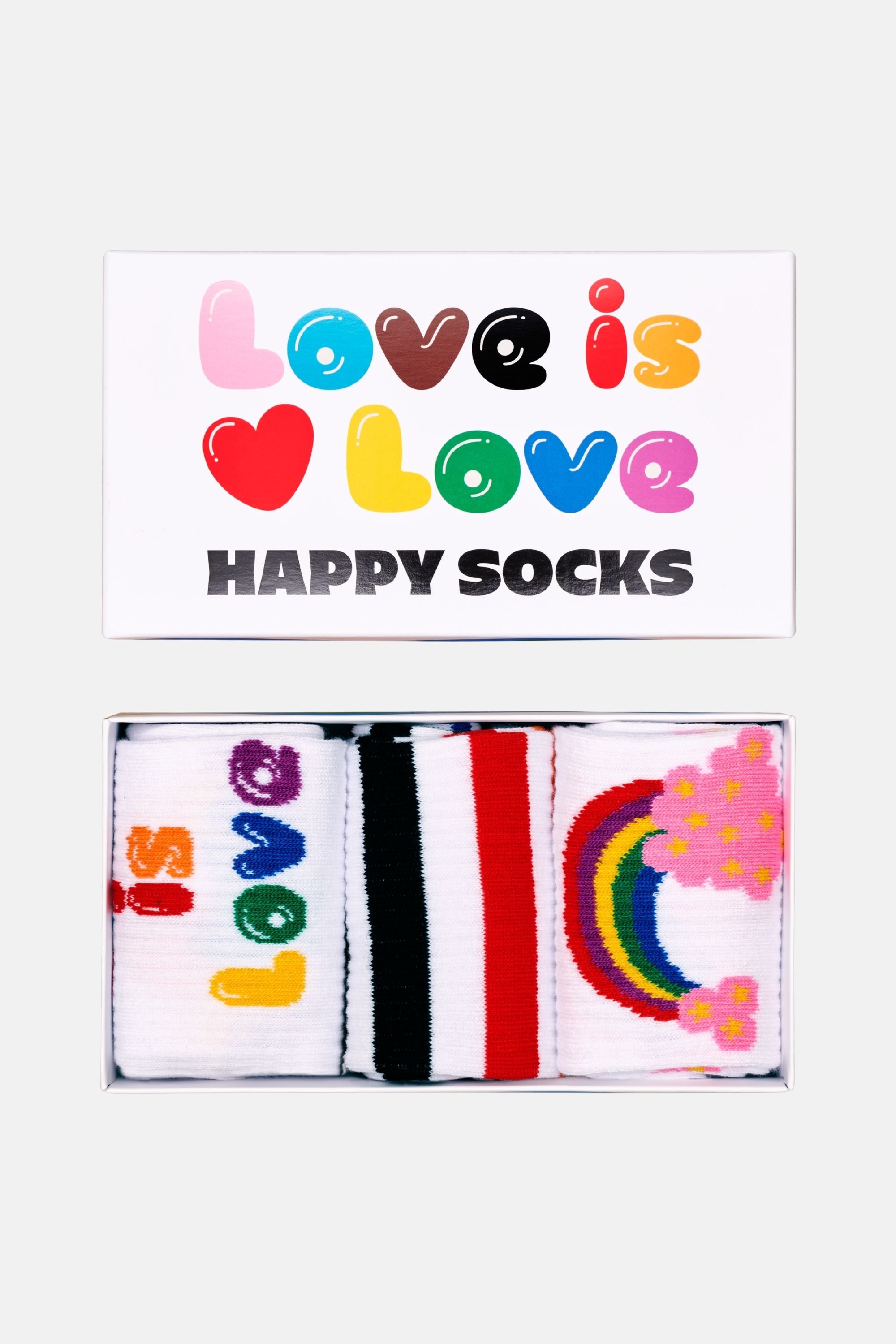 Happy Socks - Çok Renkli Sevgi Temalı 3Lü Sneaker Çorap Seti