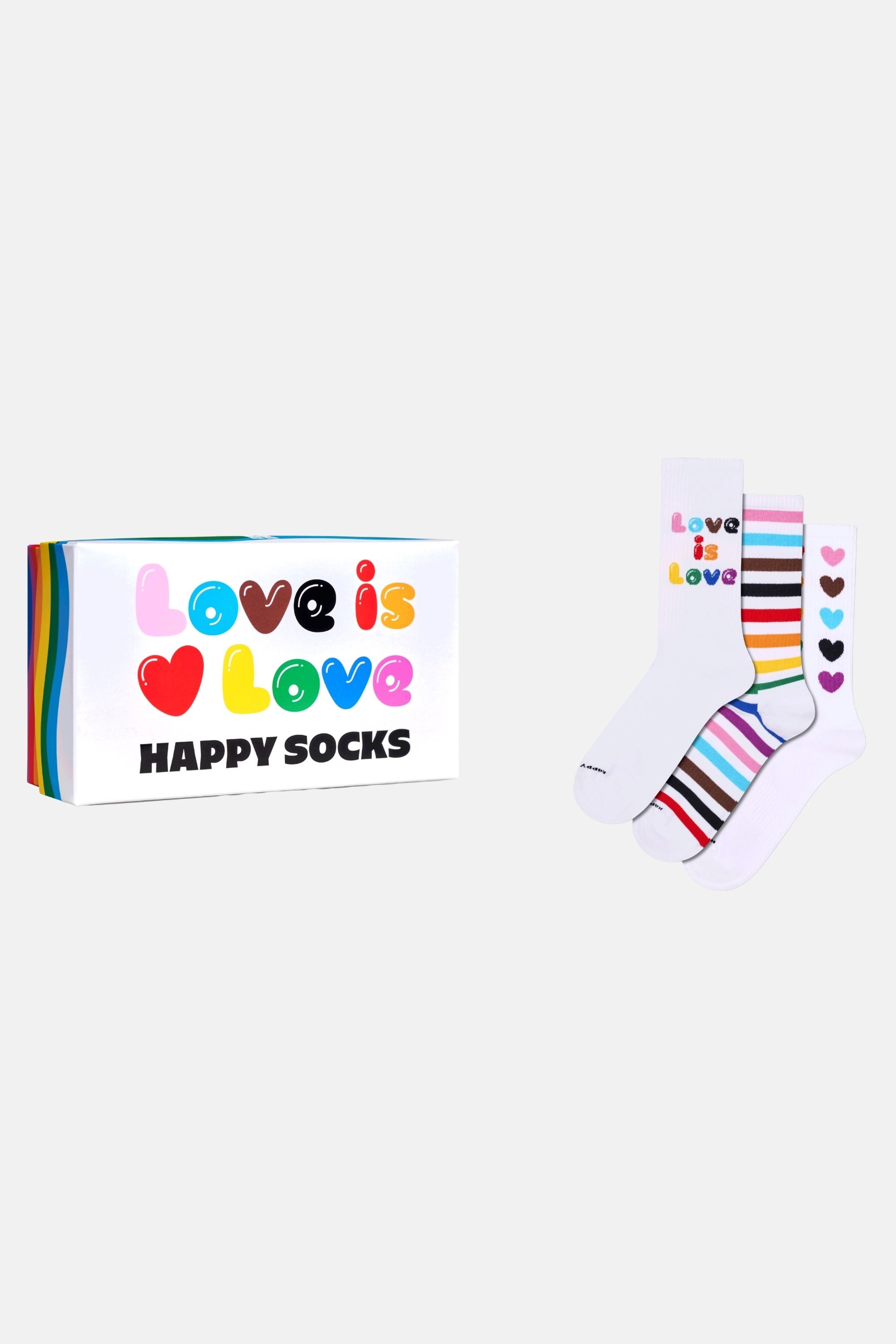 Happy Socks - Çok Renkli Sevgi Temalı 3Lü Sneaker Çorap Seti