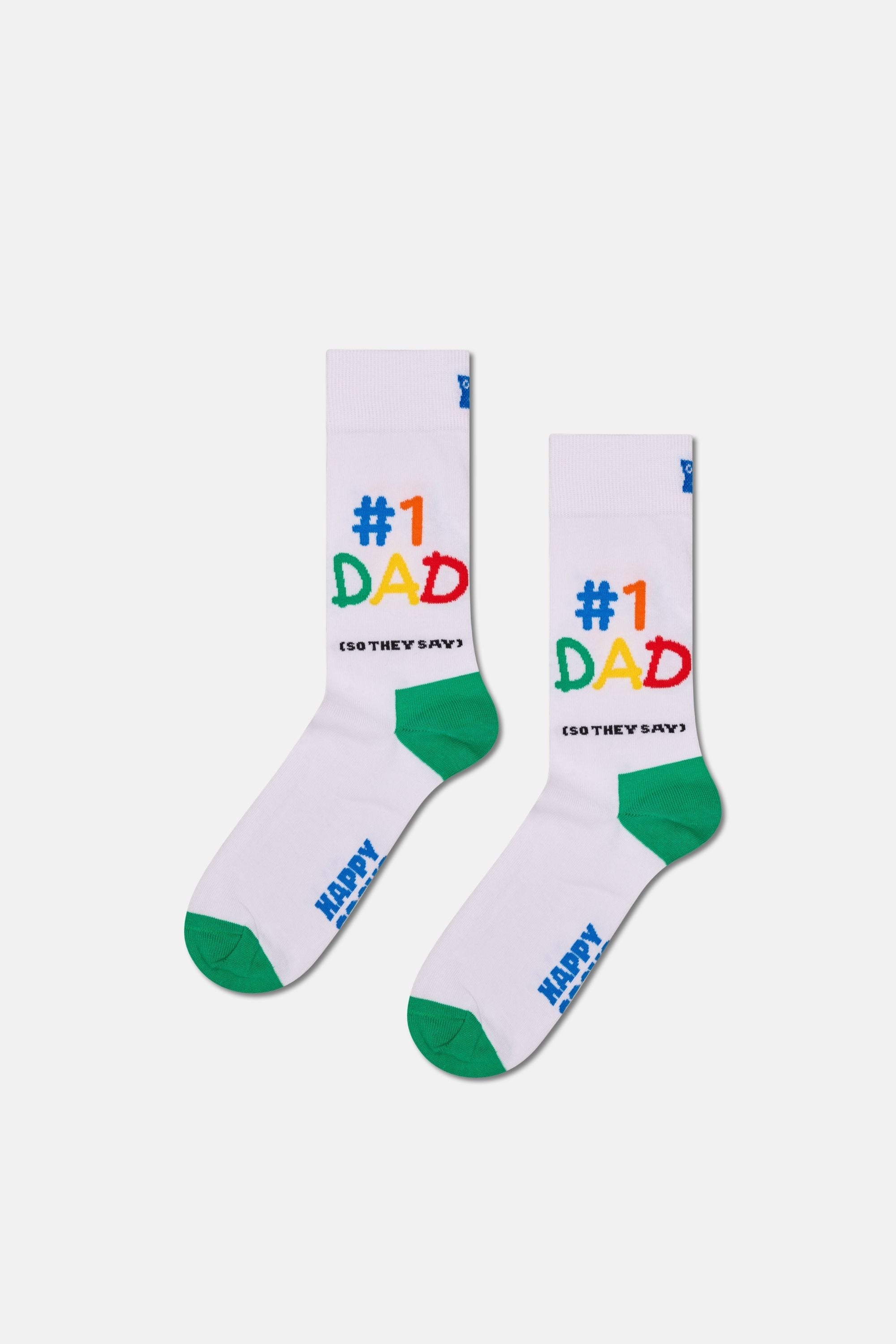 Happy Socks - Beyaz Baba Desenli Çorap