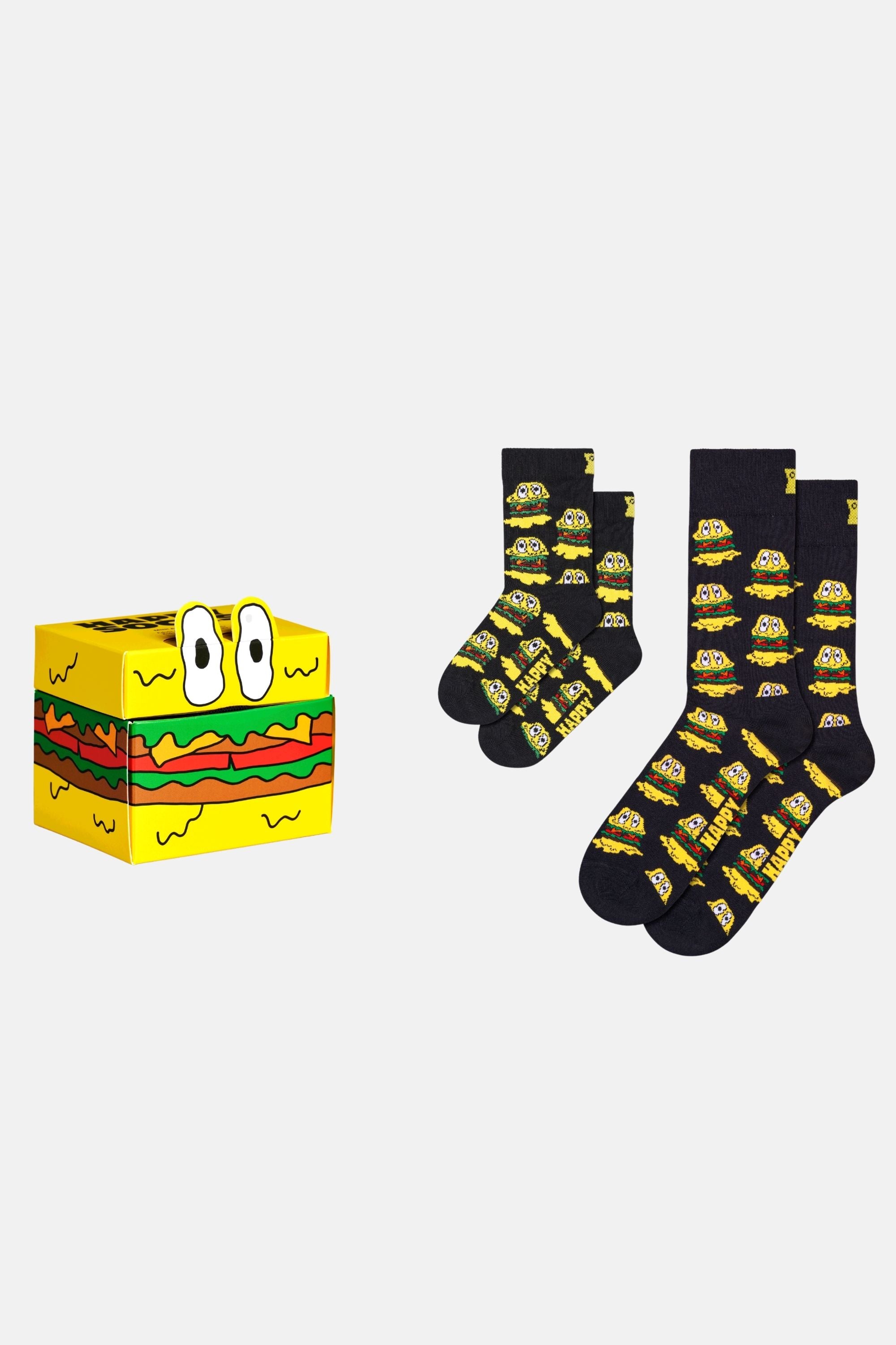 Happy Socks - Mini Me Hamburger Desenli 2Li Baba Oğul Çorap Hediye Seti 41-46/2-3 Yaş
