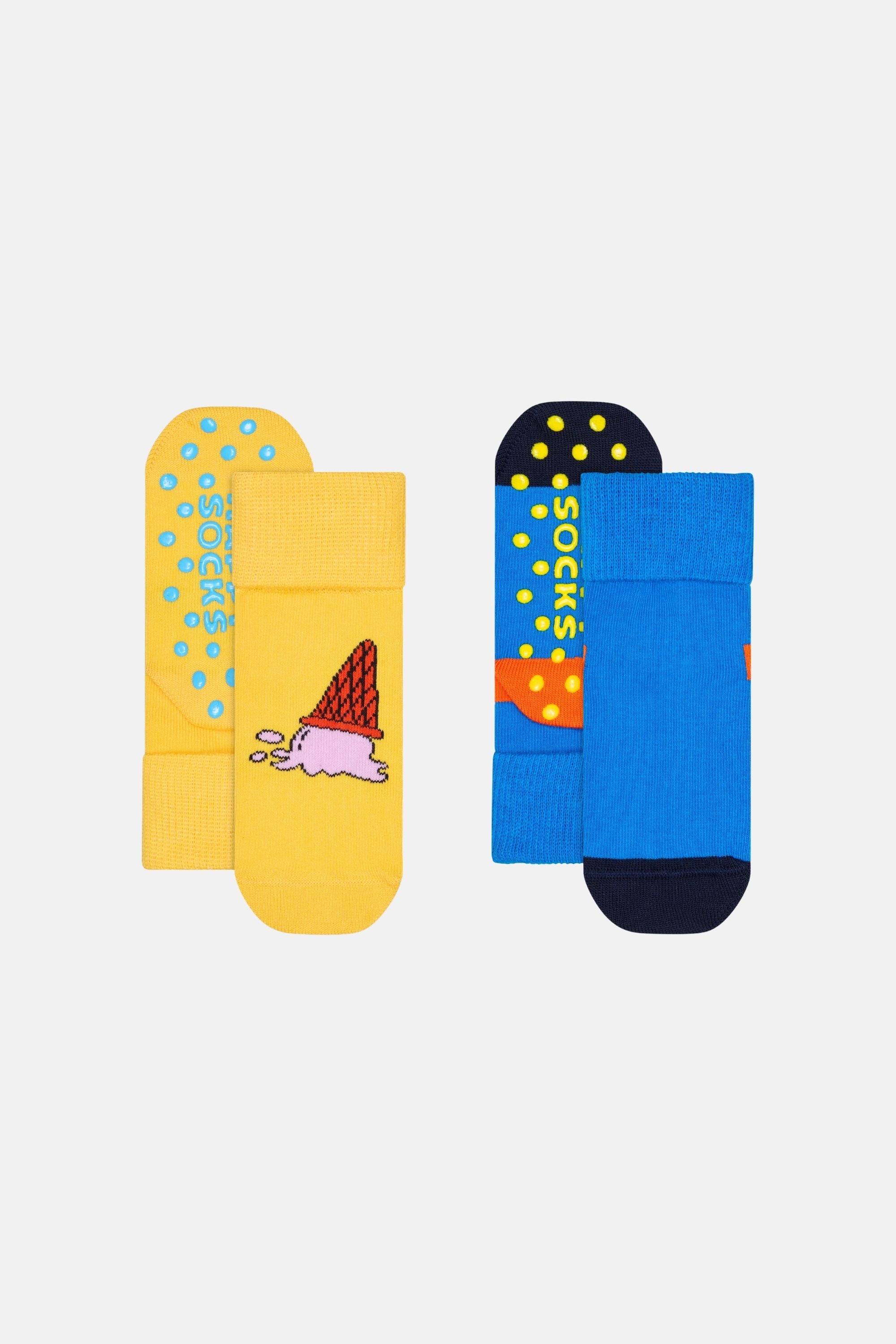 Happy Socks - Çocuk Dondurma Desenli Kaydırmaz 2Li Çorap Seti