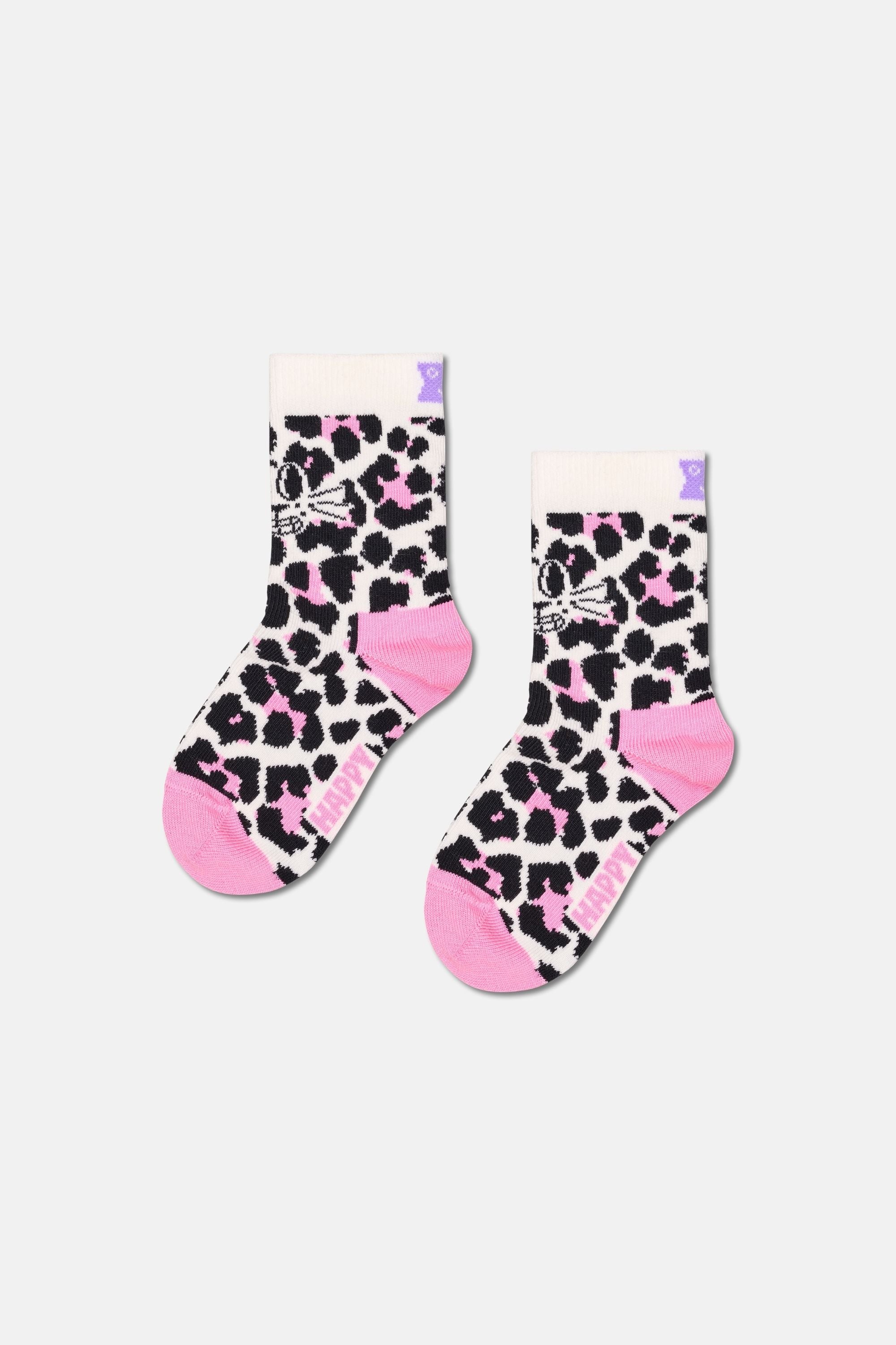 Happy Socks - Çocuk Leopar Desenli Çorap