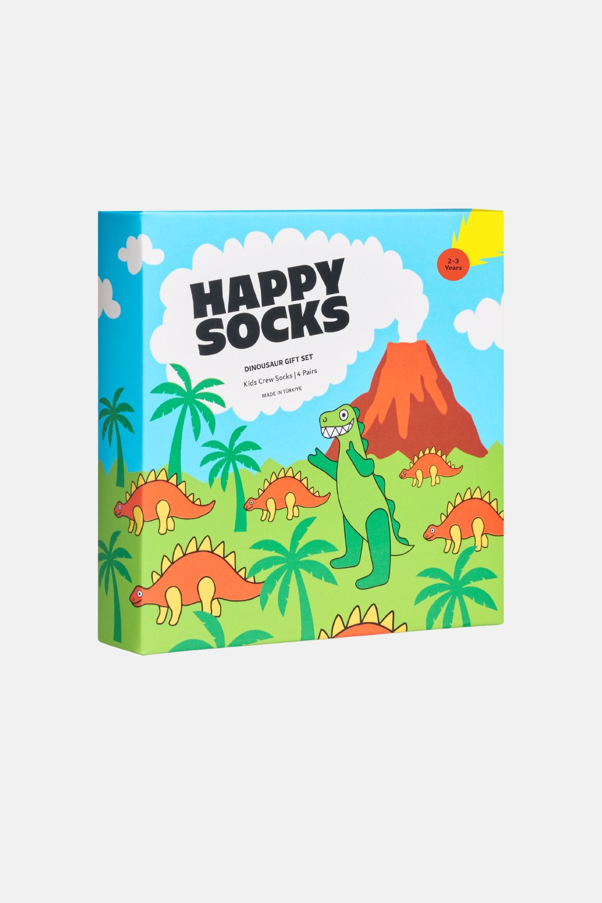 Happy Socks - Çocuk Dinozor Desenli 4Lü Çorap Hediye Seti