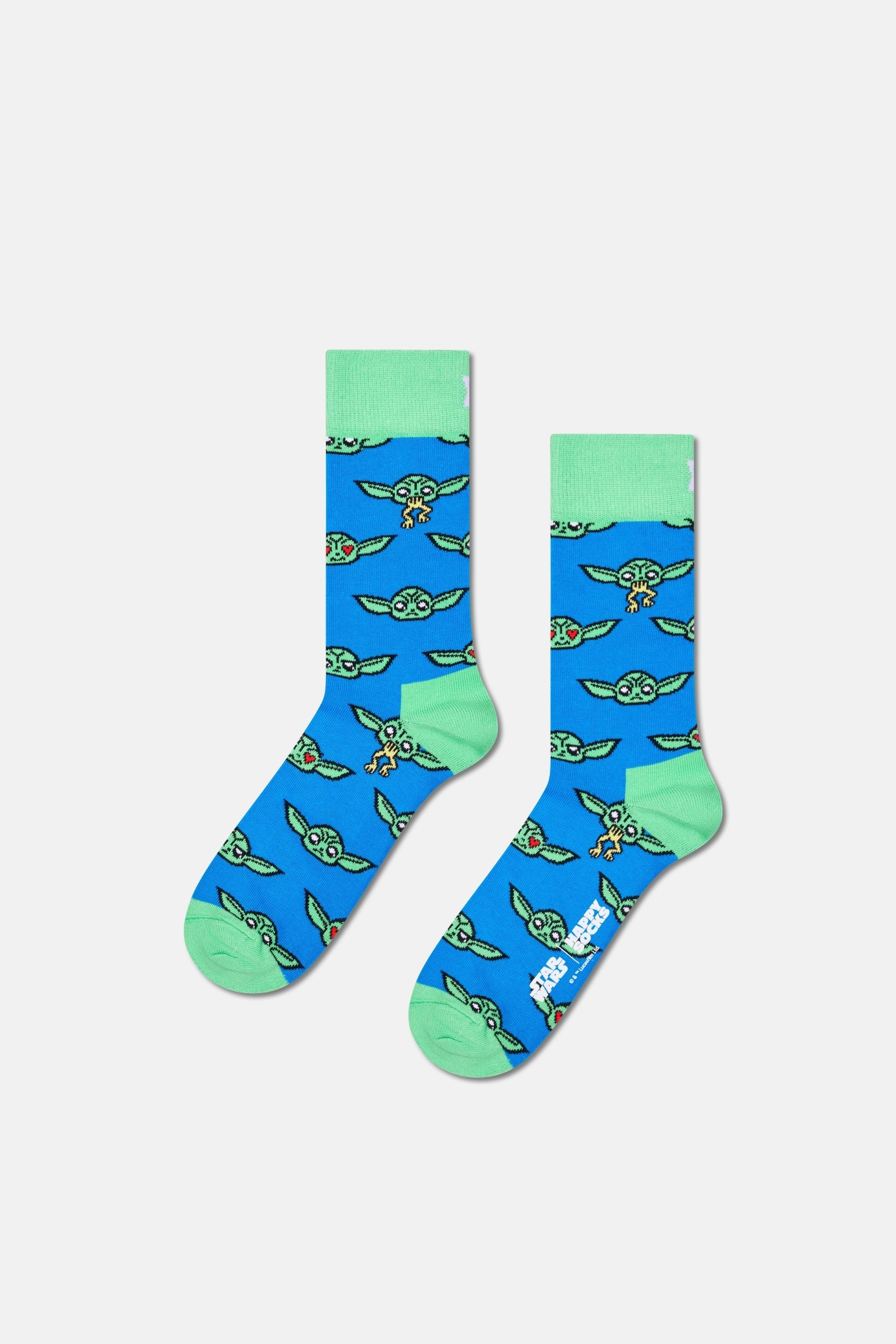 Happy Socks - Mavi Star Wars Grogu Desenli Çorap