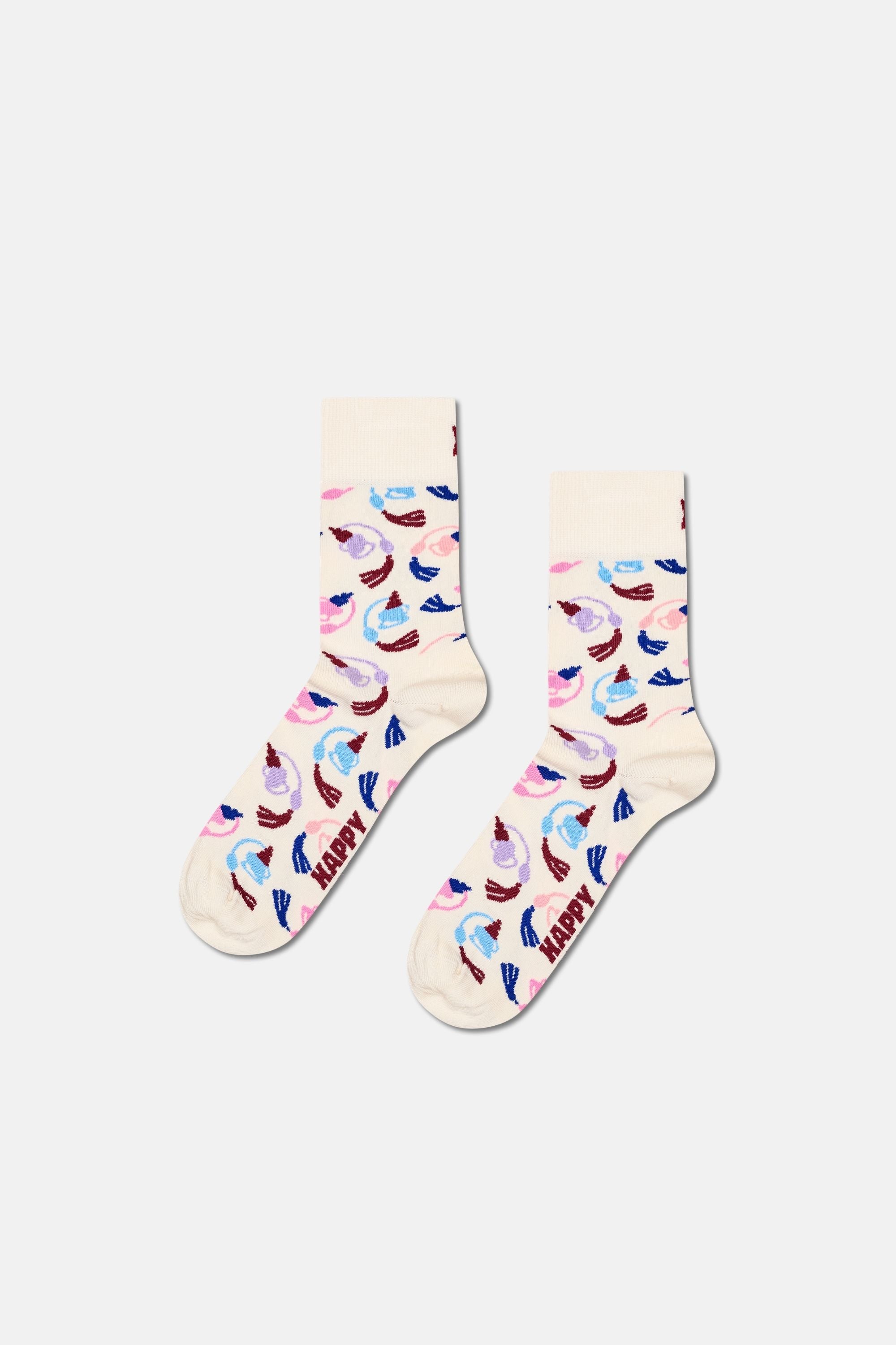 Happy Socks - Çok Renkli 3Lü Parti Desenli Pamuklu Çorap Seti