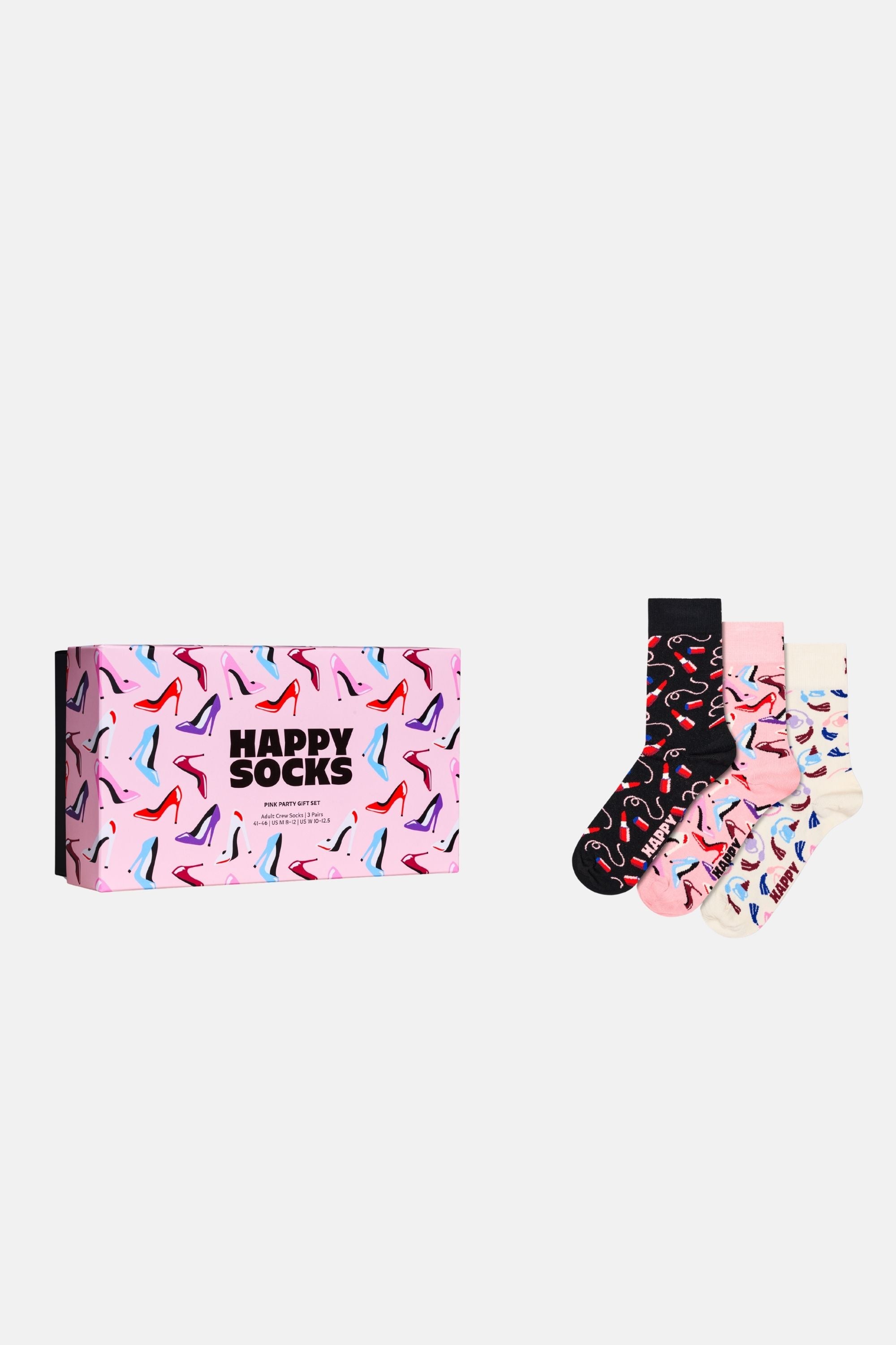 Happy Socks - Çok Renkli 3Lü Parti Desenli Pamuklu Çorap Seti